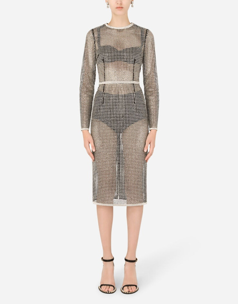 Mesh midi dress with rhinestone embellishment 2