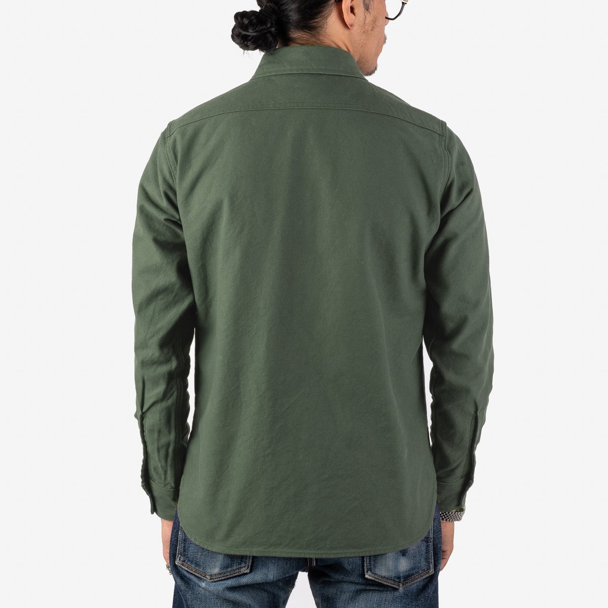 IHSH-307-OLV 13oz Military Serge Work Shirt - Olive - 3