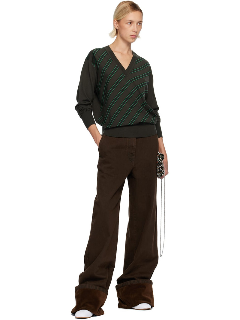 Dries Van Noten Brown Velvet Cuff Jeans outlook