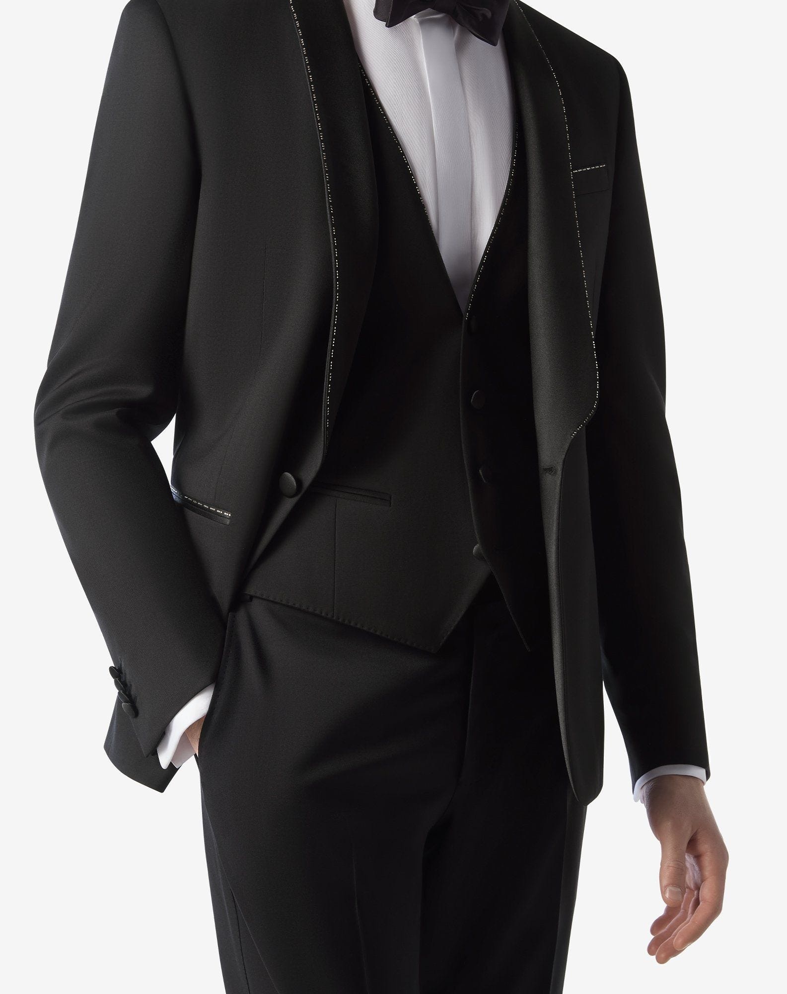 Black 130's wool twill tuxedo - 5