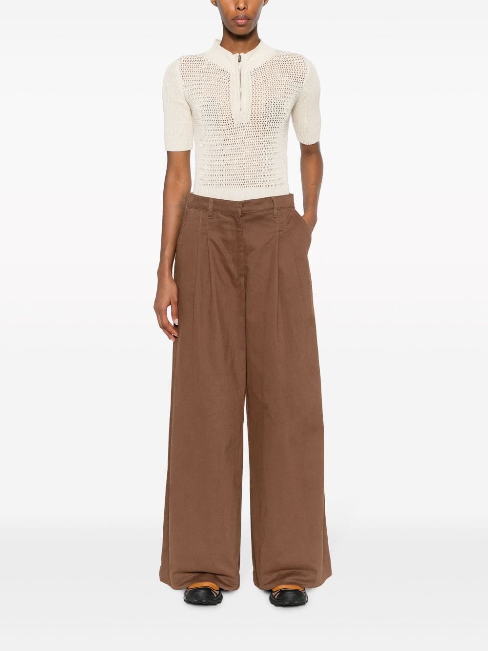 wide-leg cotton trousers - 2