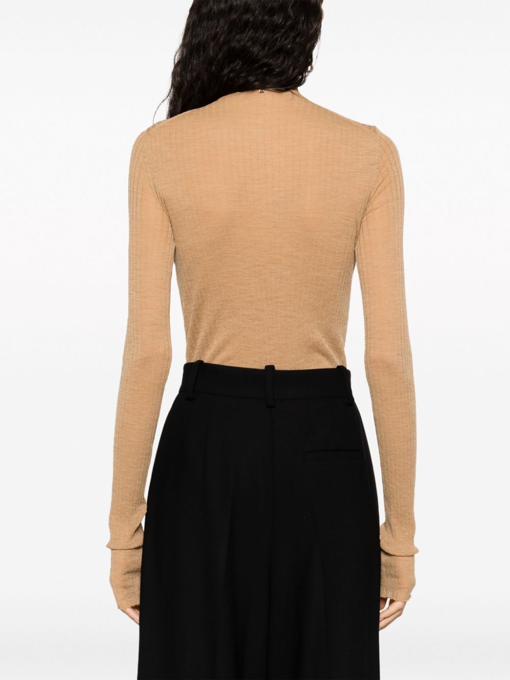 ribbed-knit button-up bodysuit - 4