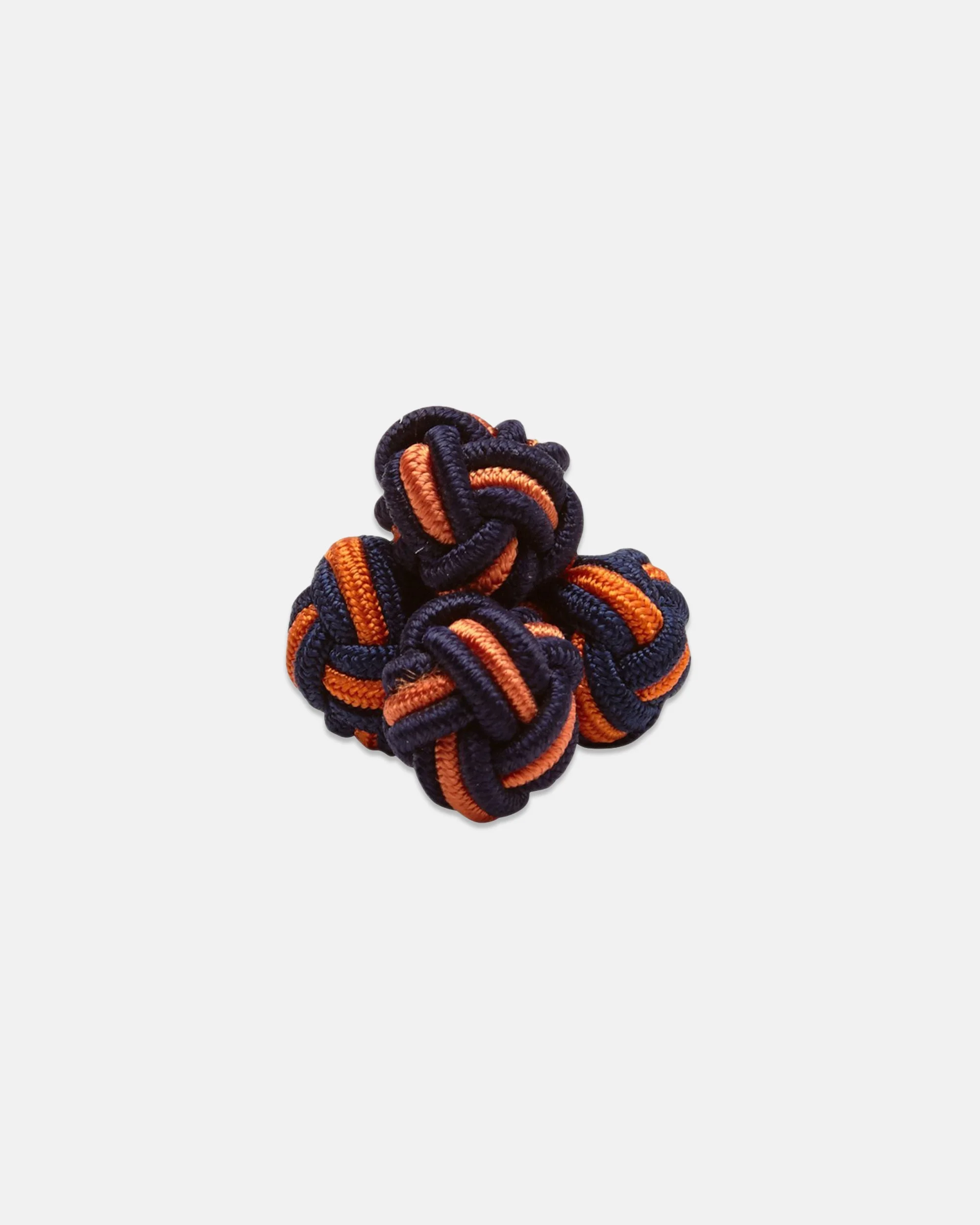 NAVY & ORANGE MONKEY'S FIST SILK KNOT CUFFLINKS - 1