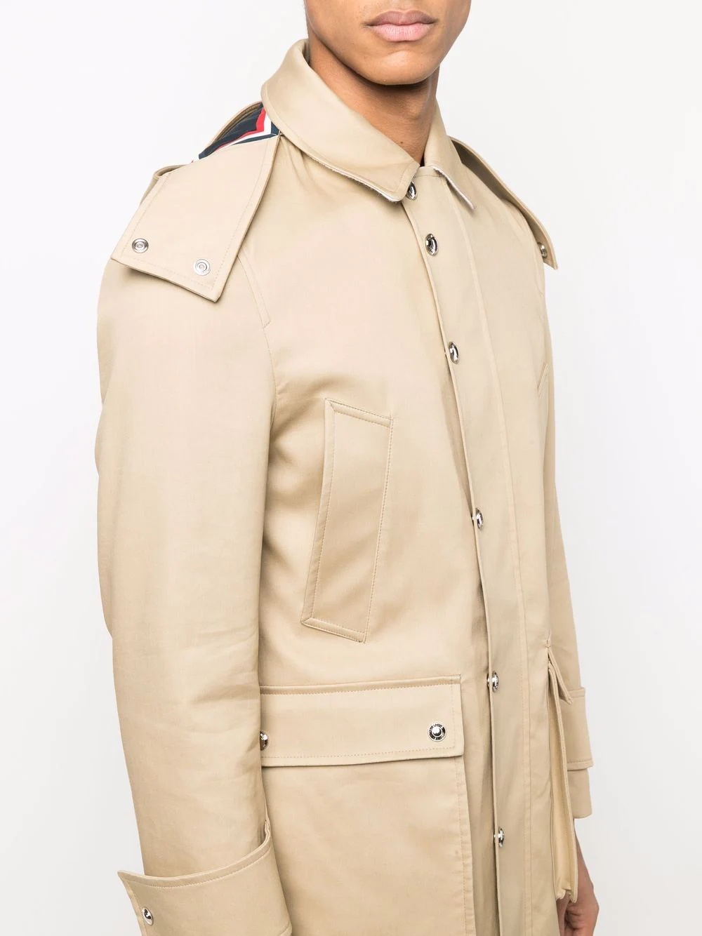 RWB-stripe parka coat - 5