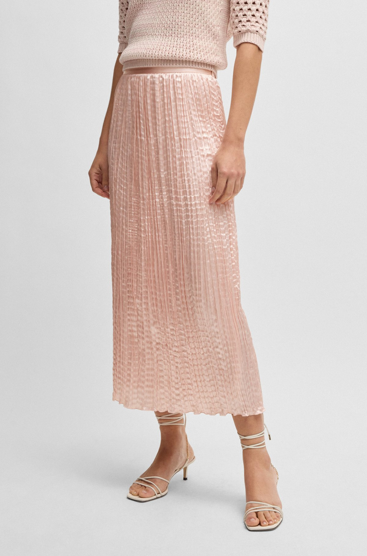 CRINKLE-PLISSÉ SKIRT WITH TONAL WAISTBAND - 2