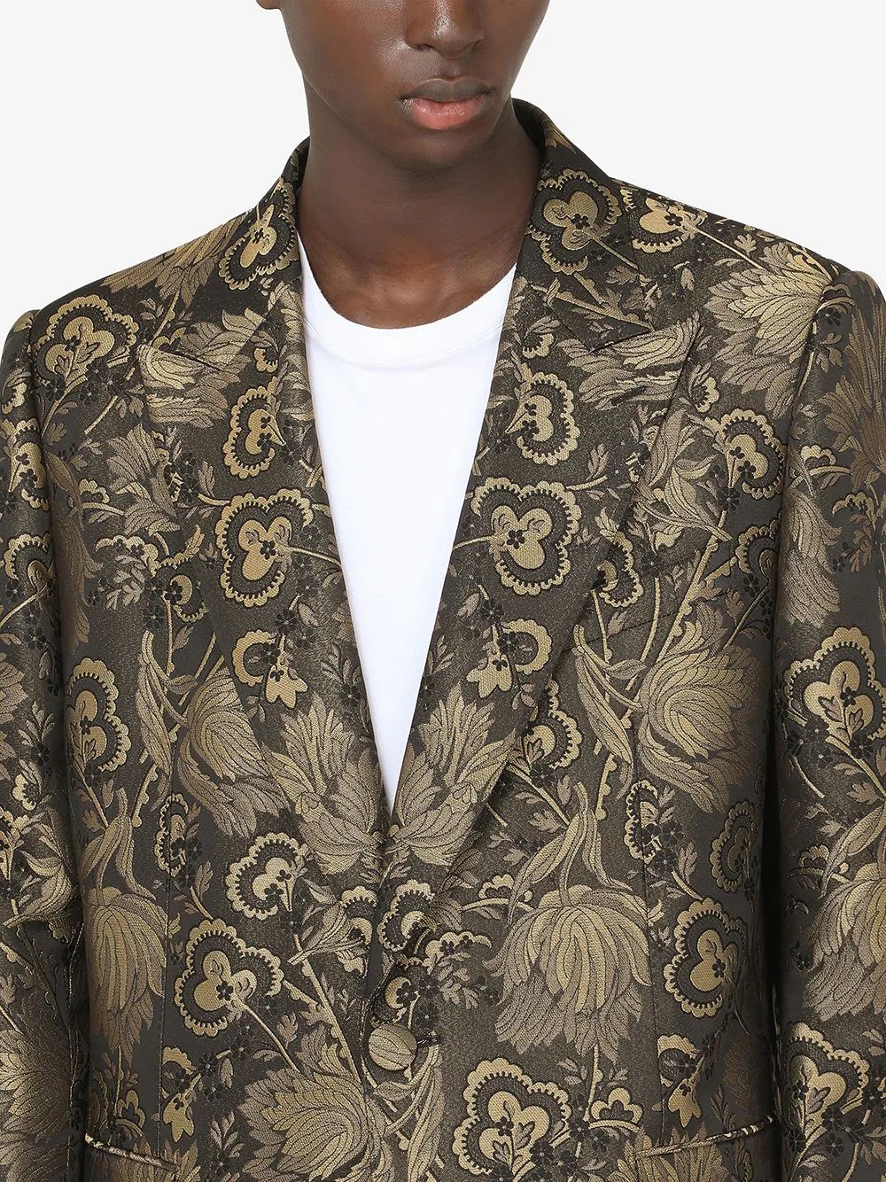 jacquard single-breasted coat - 5