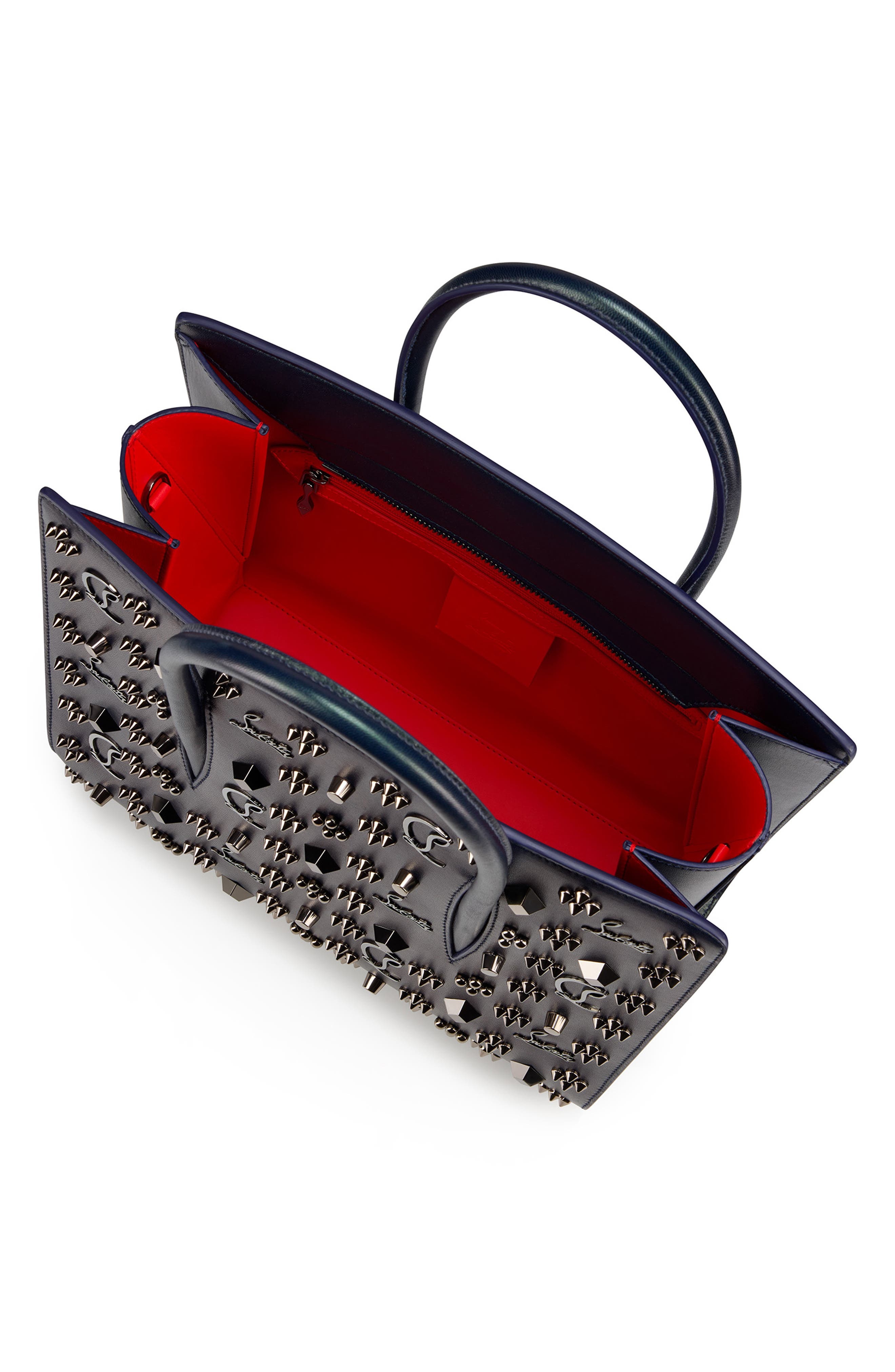 Christian Louboutin Paloma Loubinthesky Leather Top Handle Bag in Zaffiro/Gun Metal at Nordstrom - 4