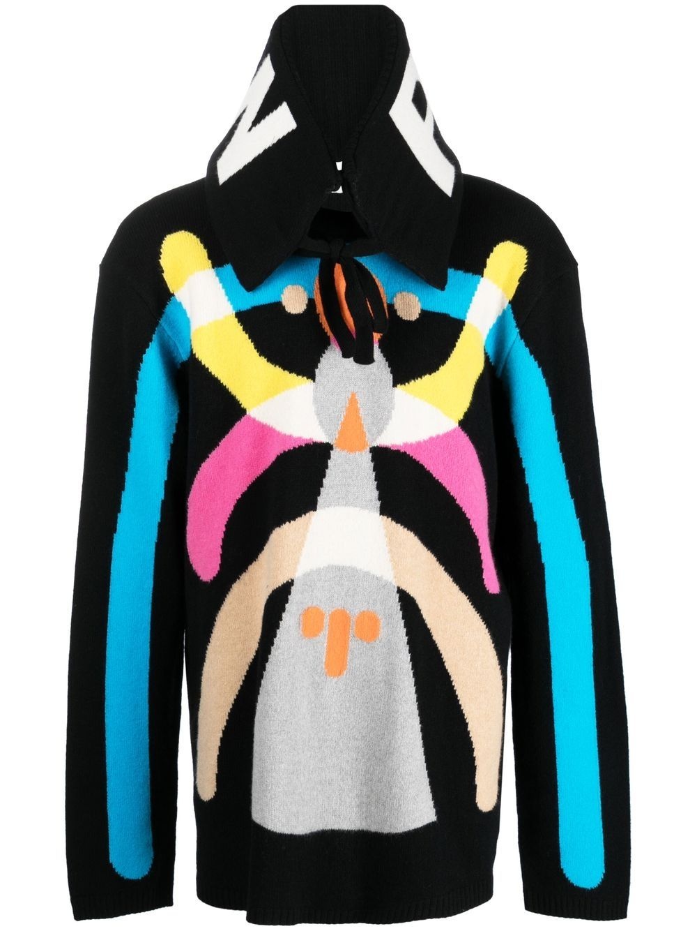 Hyper abstract-pattern detachable-collar jumper - 1