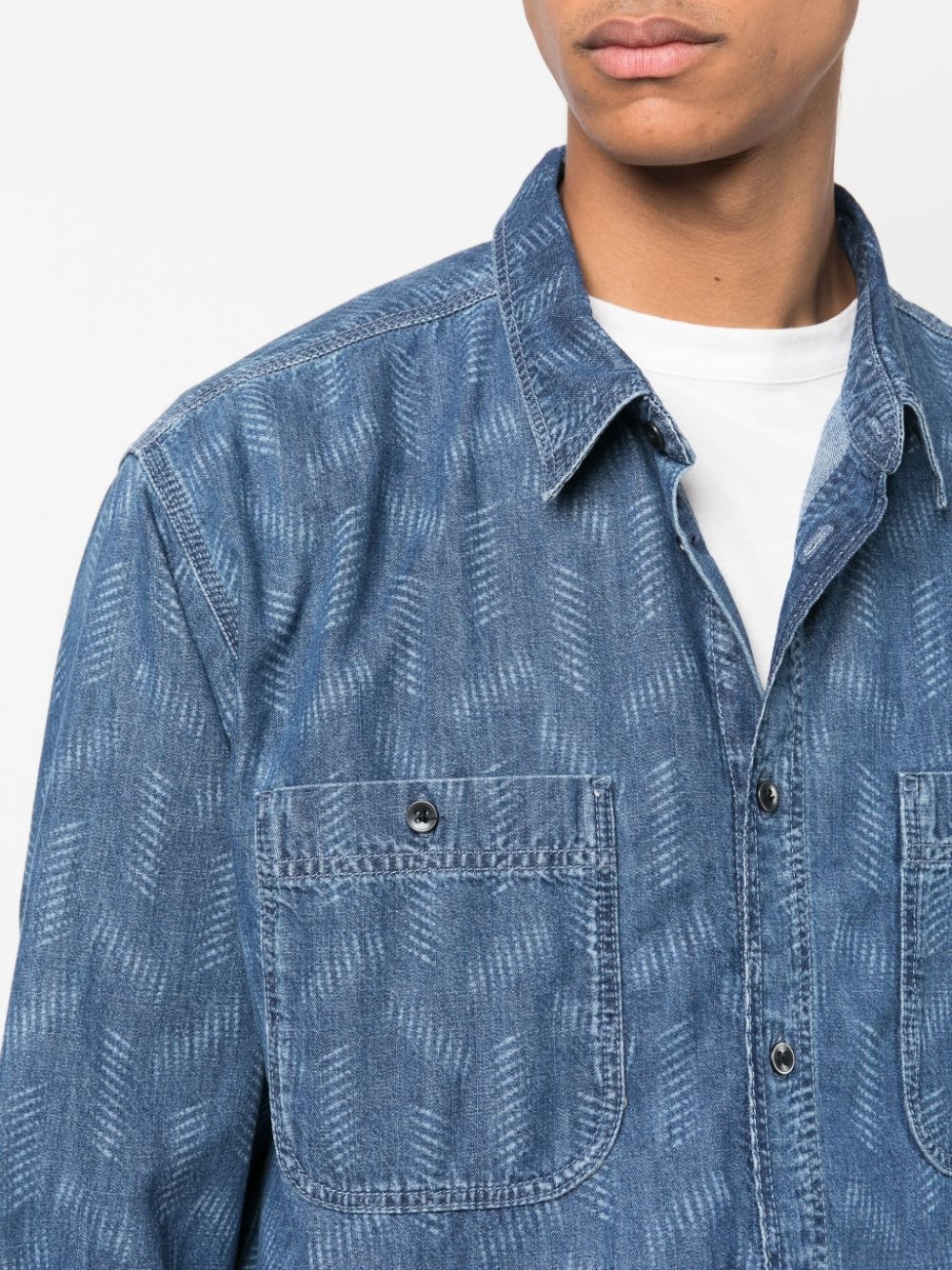 Bhelyn geometric-print denim shirt - 5