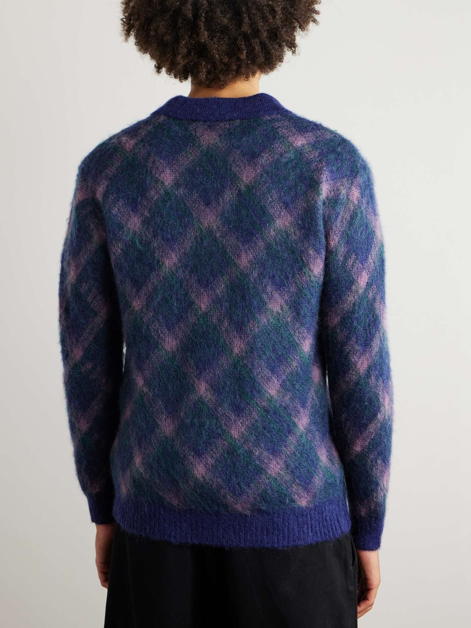 Checked Brushed-Knit Polo Shirt - 3