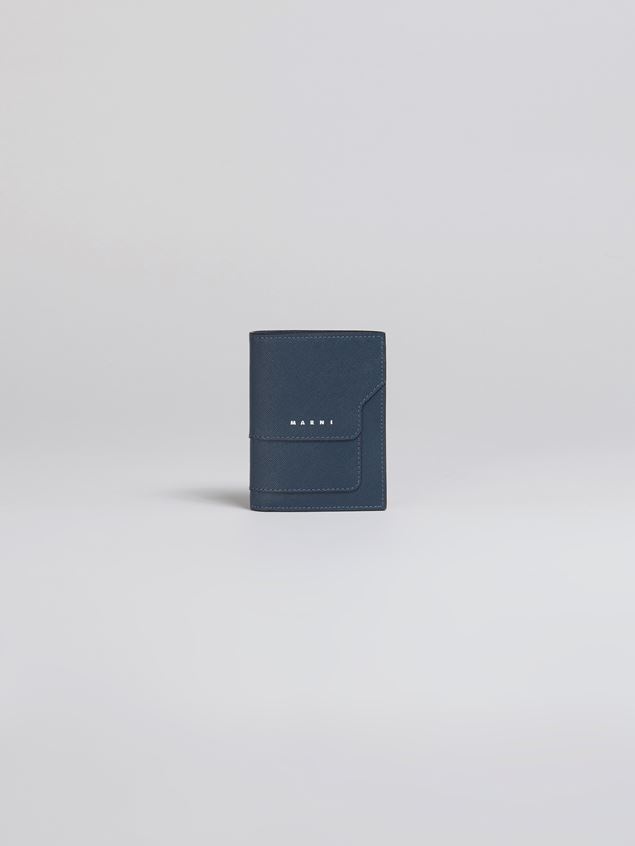 BLUE SAFFIANO LEATHER YEN AND USD BI-FOLD WALLET - 1
