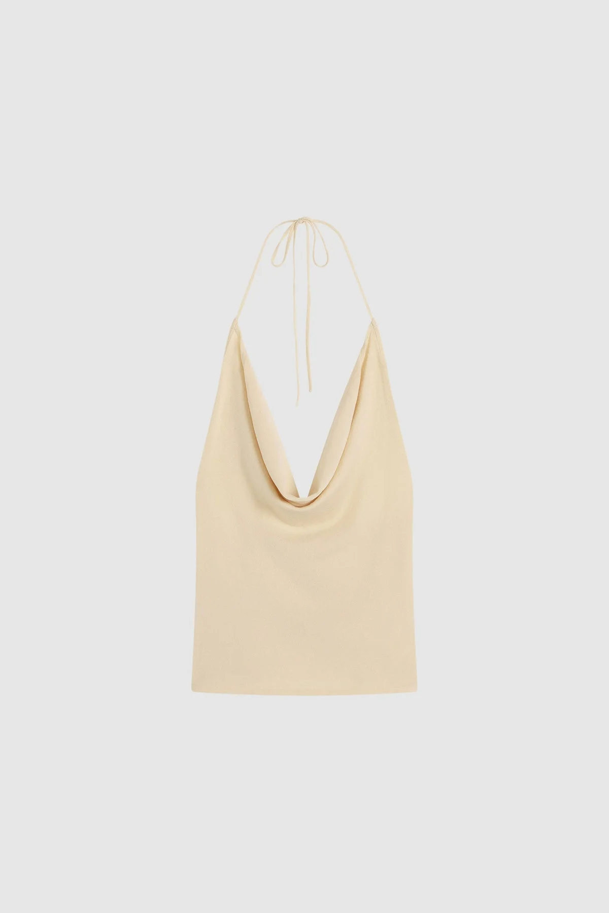 Cowl Halter Knit Top - Shell - 1
