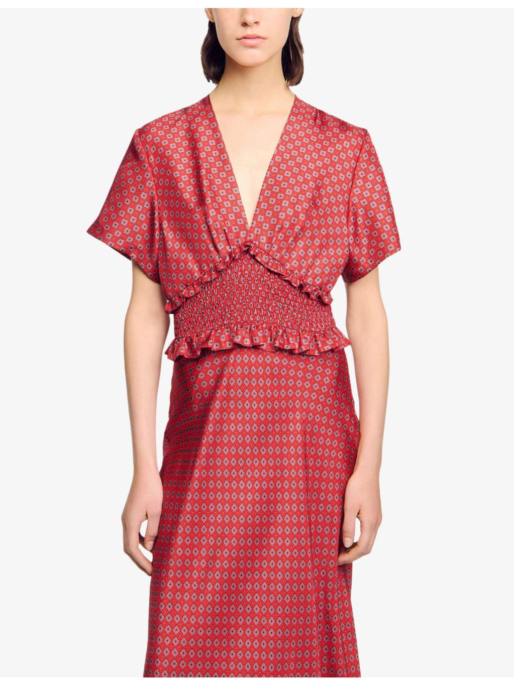 Scarf-Print V-Neck Woven Maxi Dress - 5