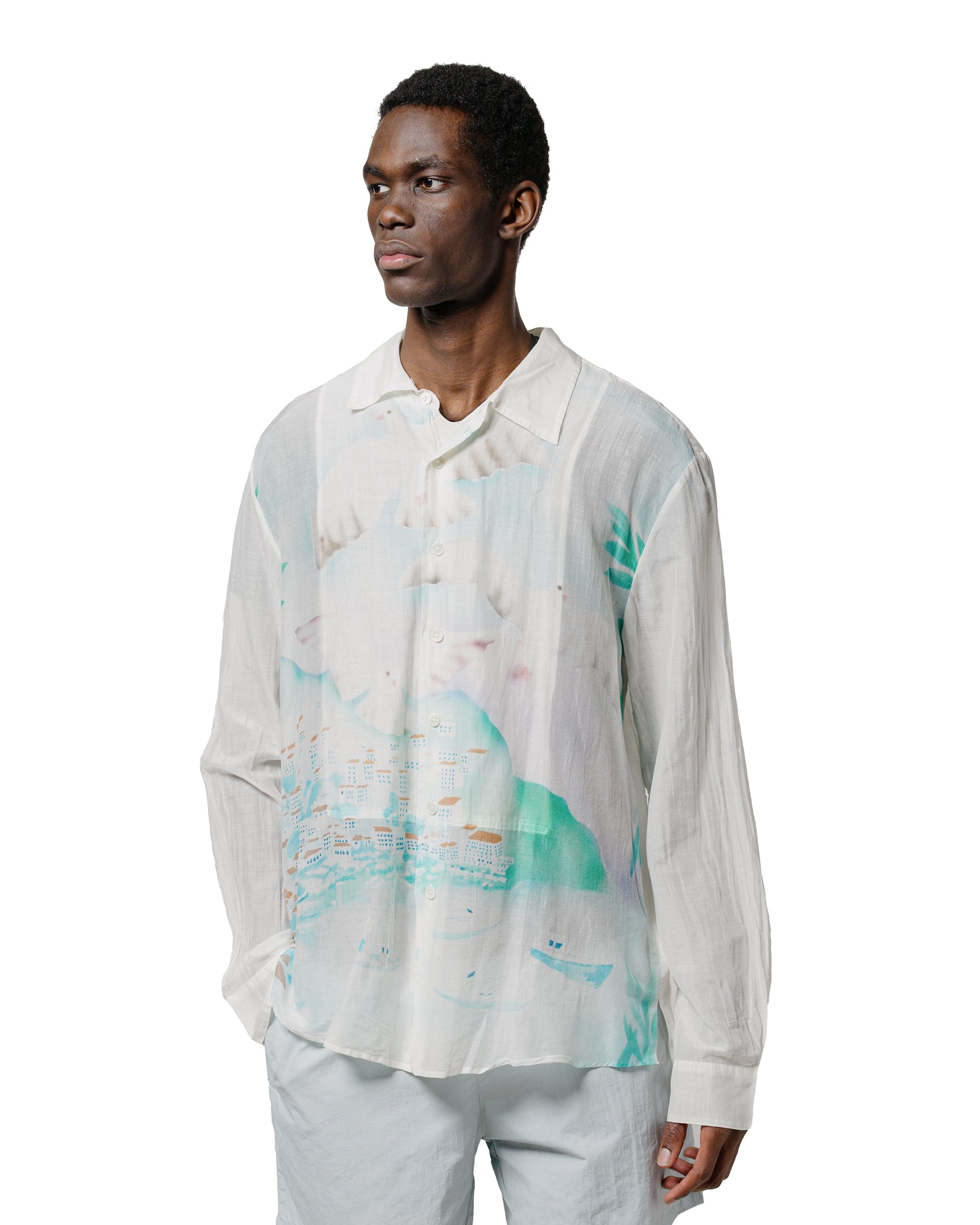 Adorn Shirt Sea View Print Cotton Silk - 2