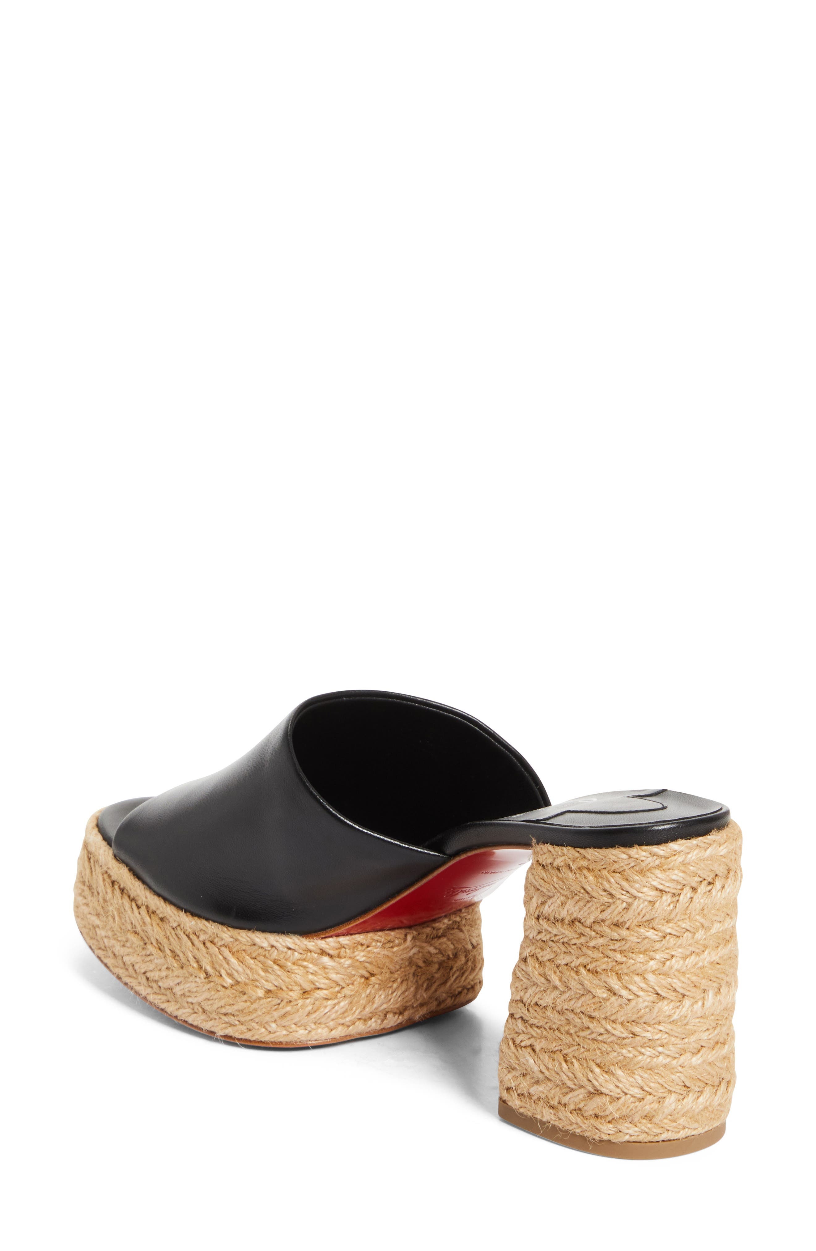 Christian Louboutin Calakala Espadrille Platform Slide Sandal in Black/Lin Black at Nordstrom - 2