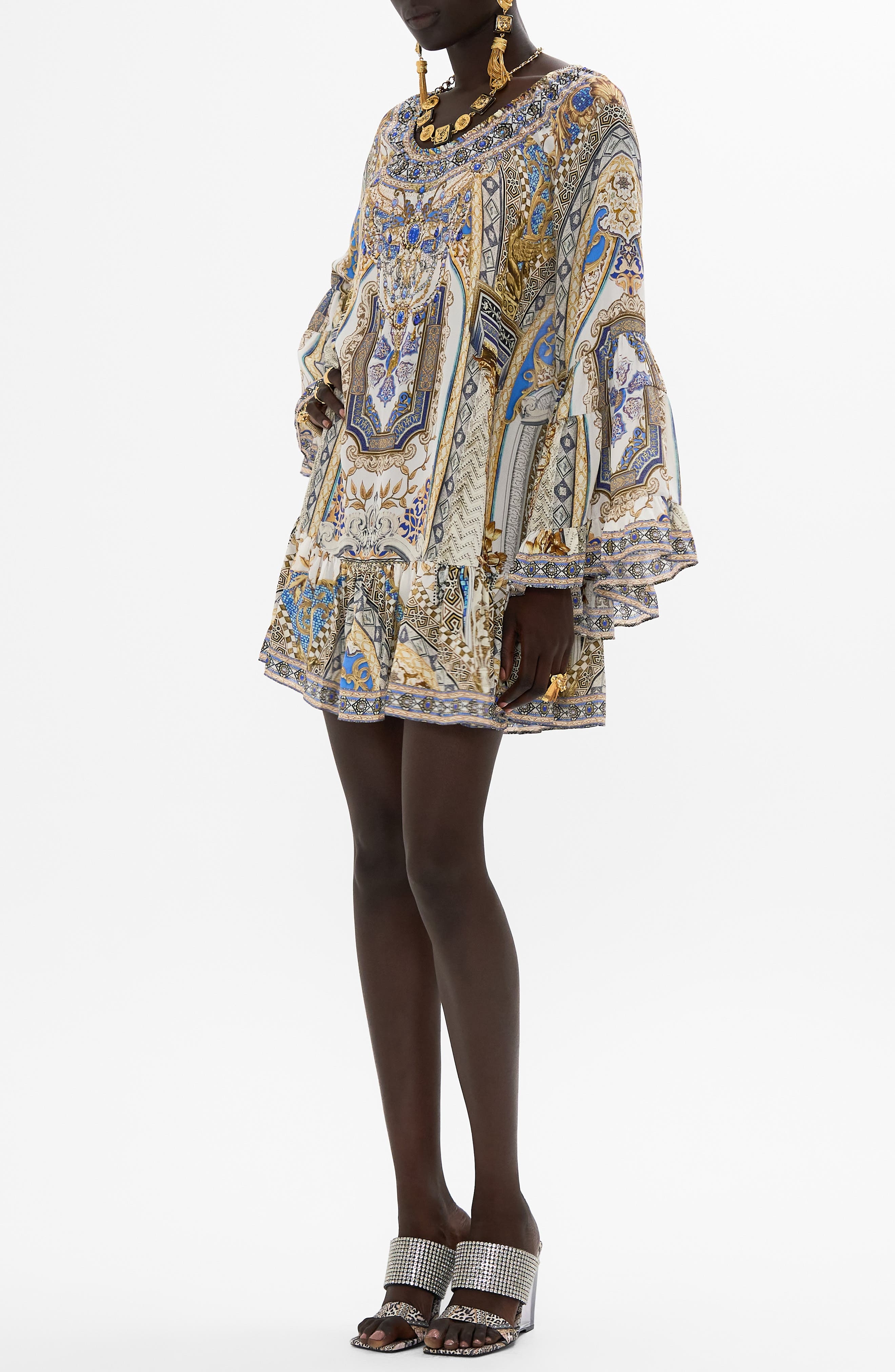 Camilla Make Me Your Mosaic Long Sleeve A-Line Silk Minidress at Nordstrom - 3