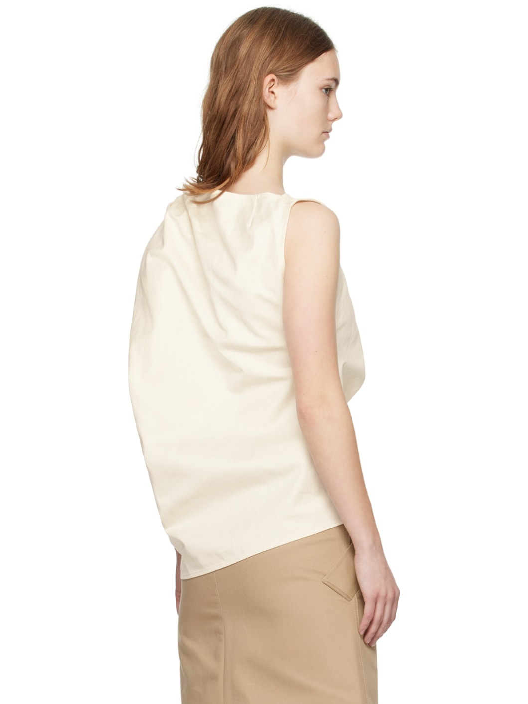 Off White Shoulder-Twist Blouse - 3