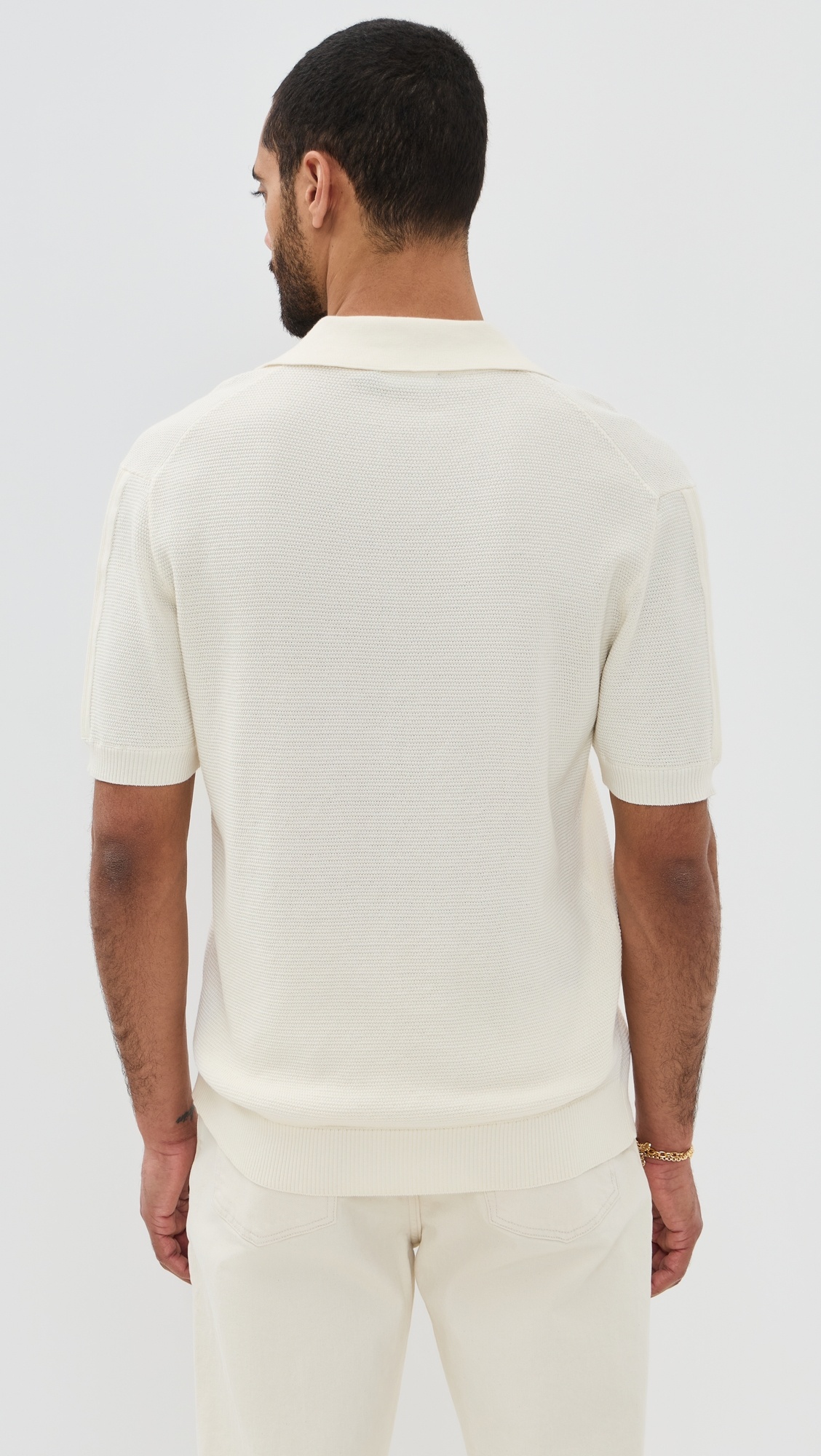 Rino Str Cotton Salt and Pepper Stitch Knitted Polo - 2