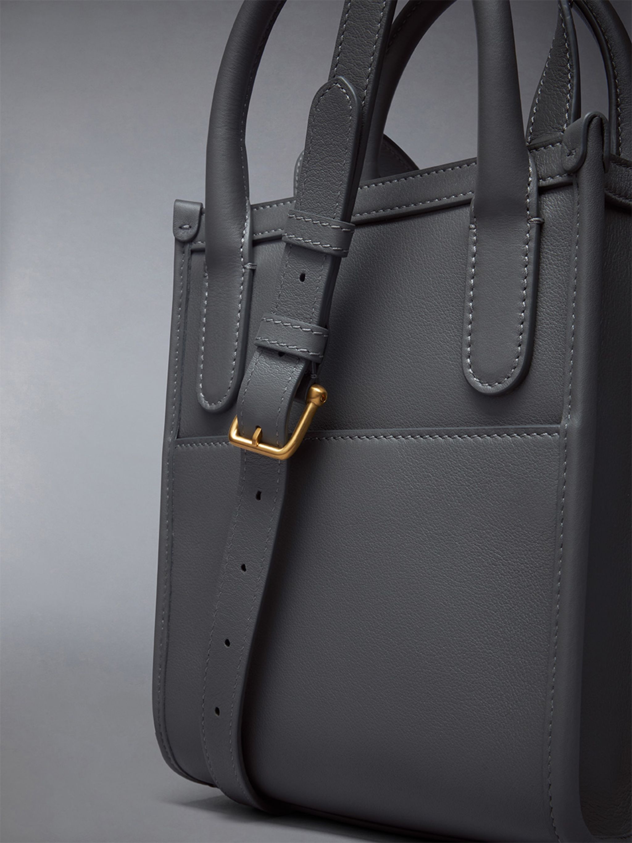 Vertical Mini Tote W/ 4 Bar Stripes in Smooth Calf - 6