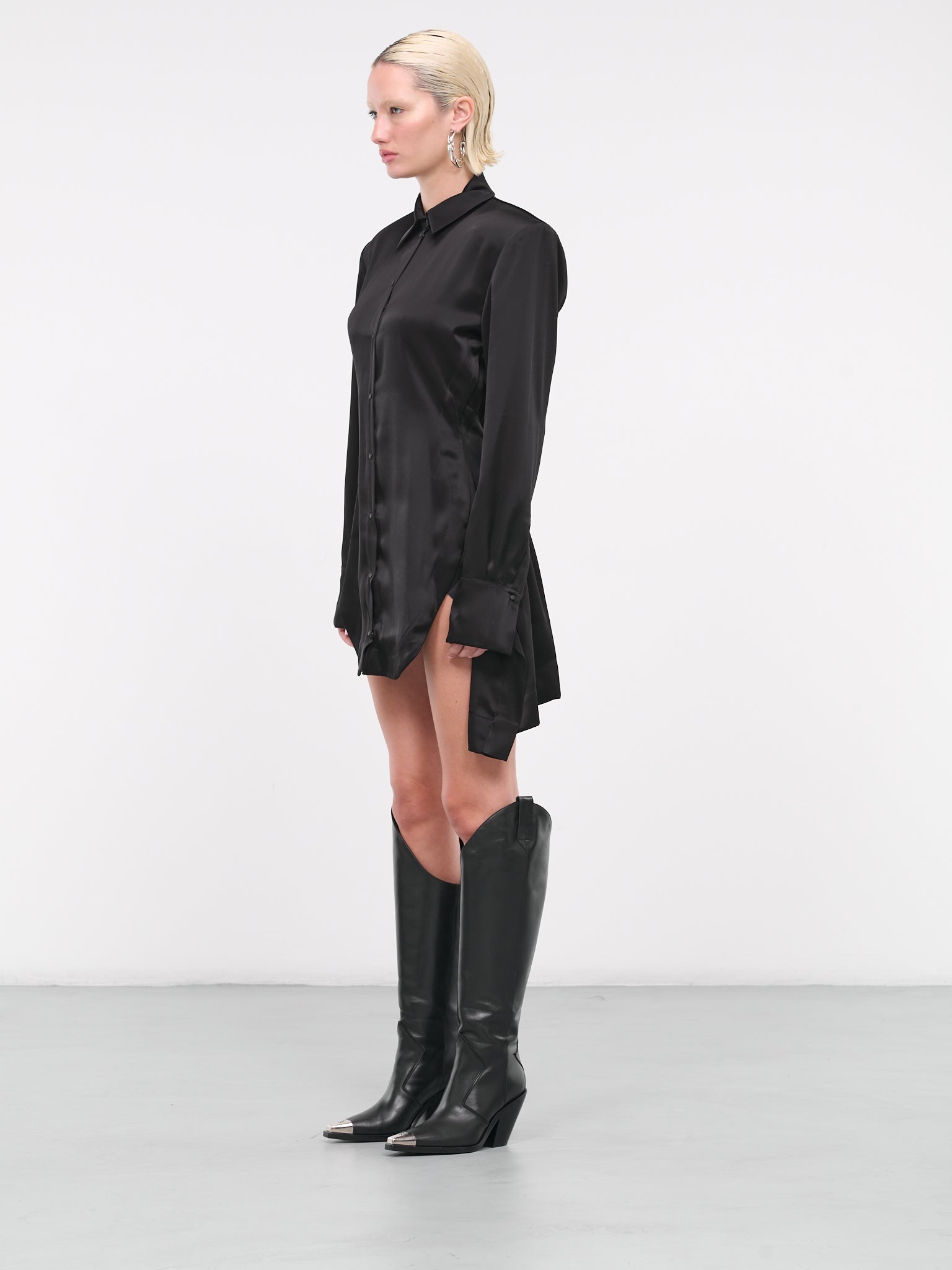 Satin Shirt Dress - 2