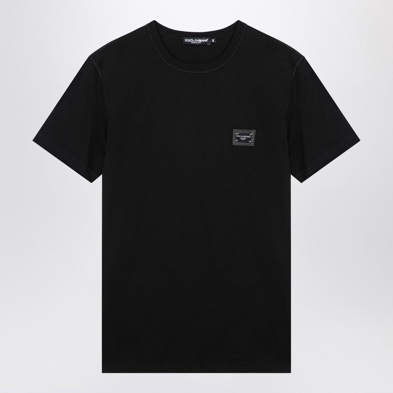 Dolce&Gabbana Black T-Shirt With Logo Plaque Men - 1