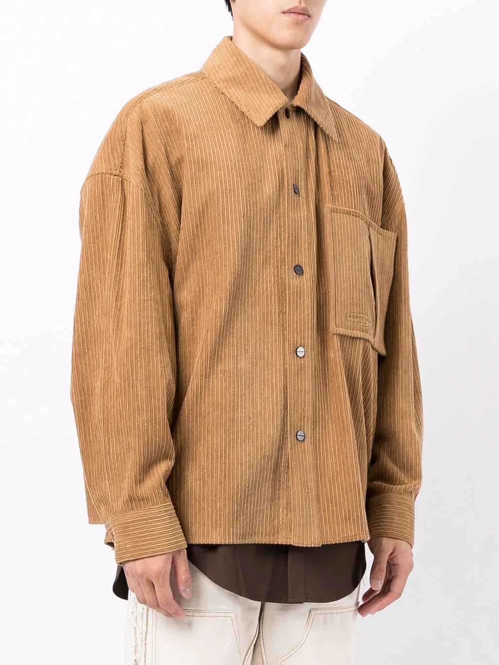 corduroy chest-pocket shirt - 3