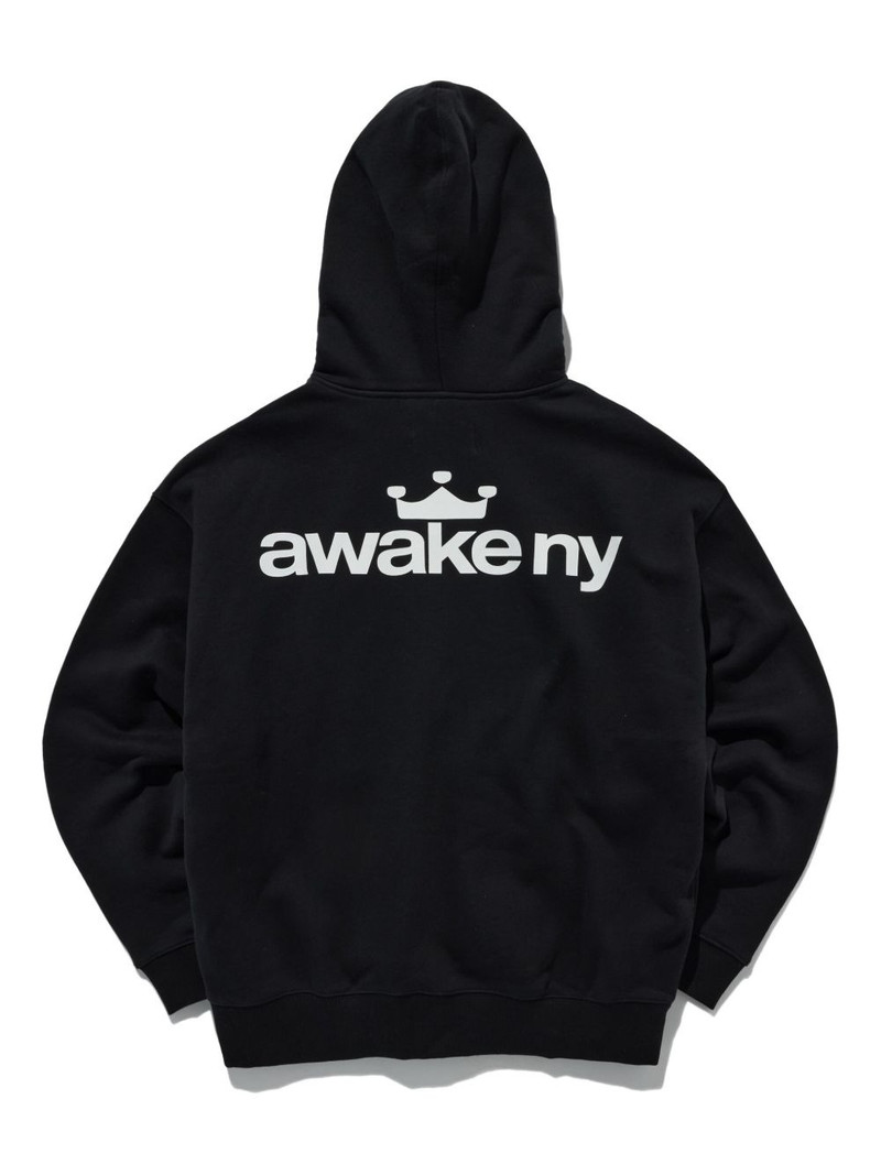 AWAKE NY crown-logo zip-up hoodie outlook
