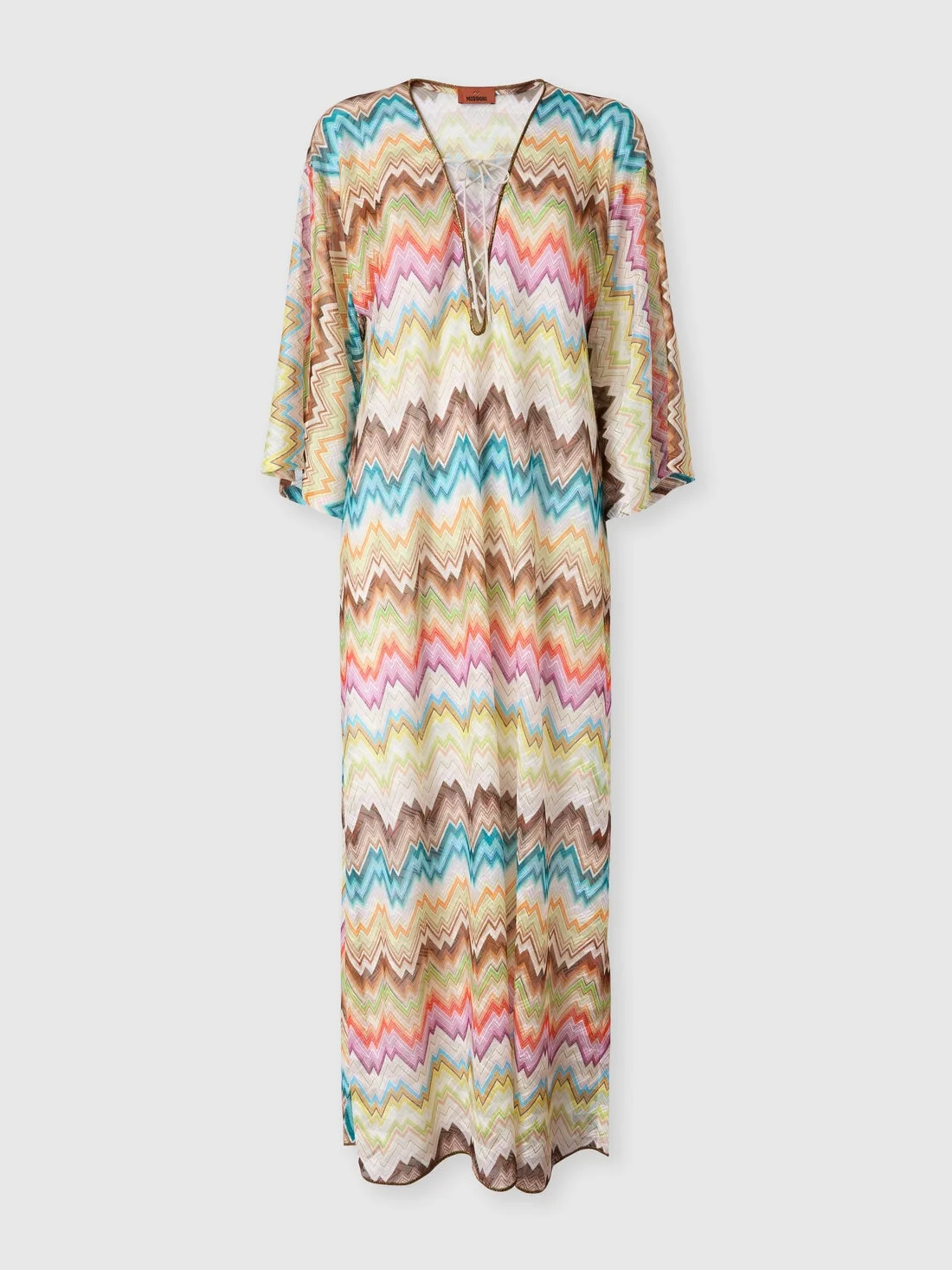 Caftan cover-up with irregular zig zag print - 1