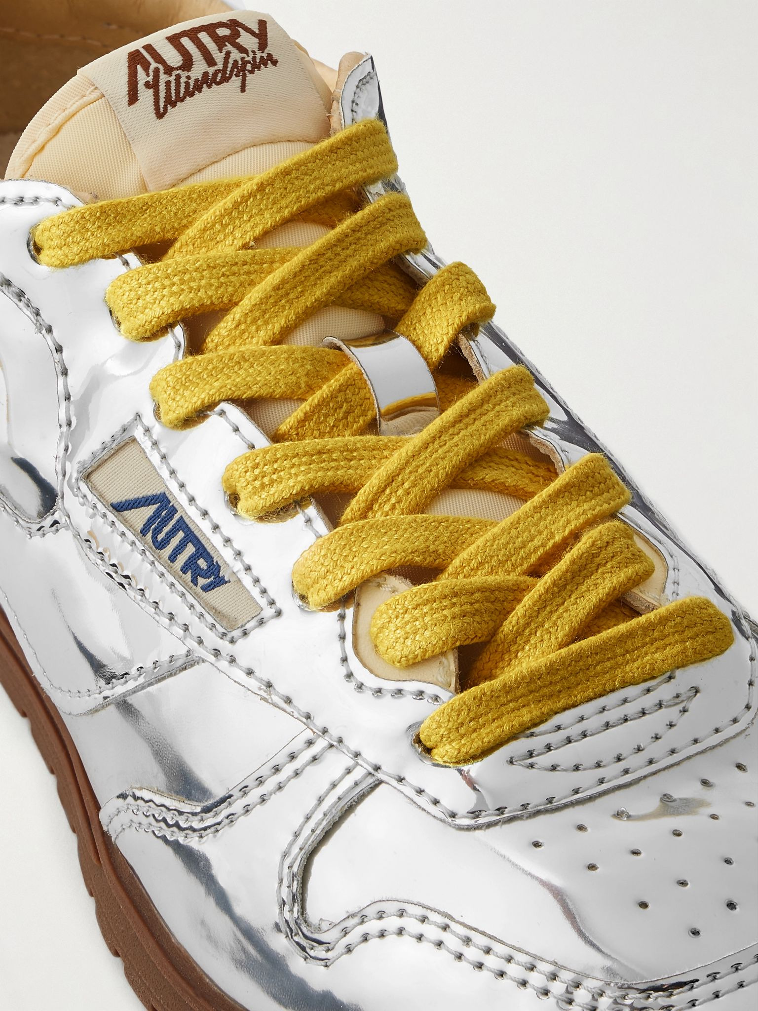 Windspin Low canvas-trimmed mirrored-vinyl sneakers Silver - 4