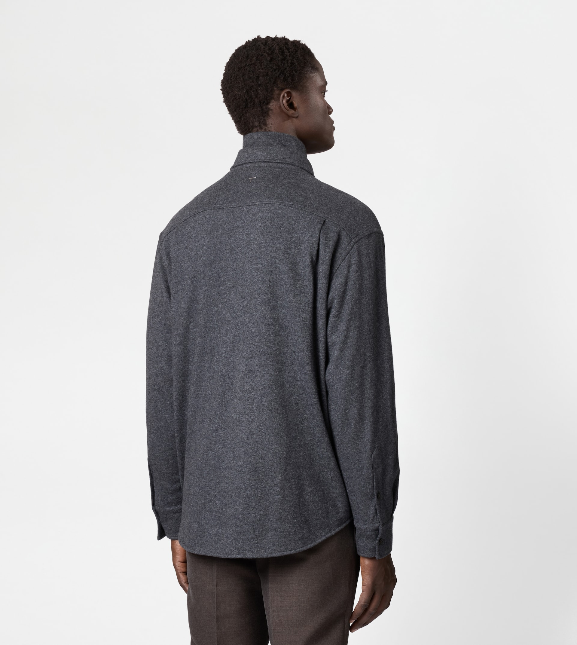 RELAXED FIT SILK BLEND SHIRT - GREY - 4