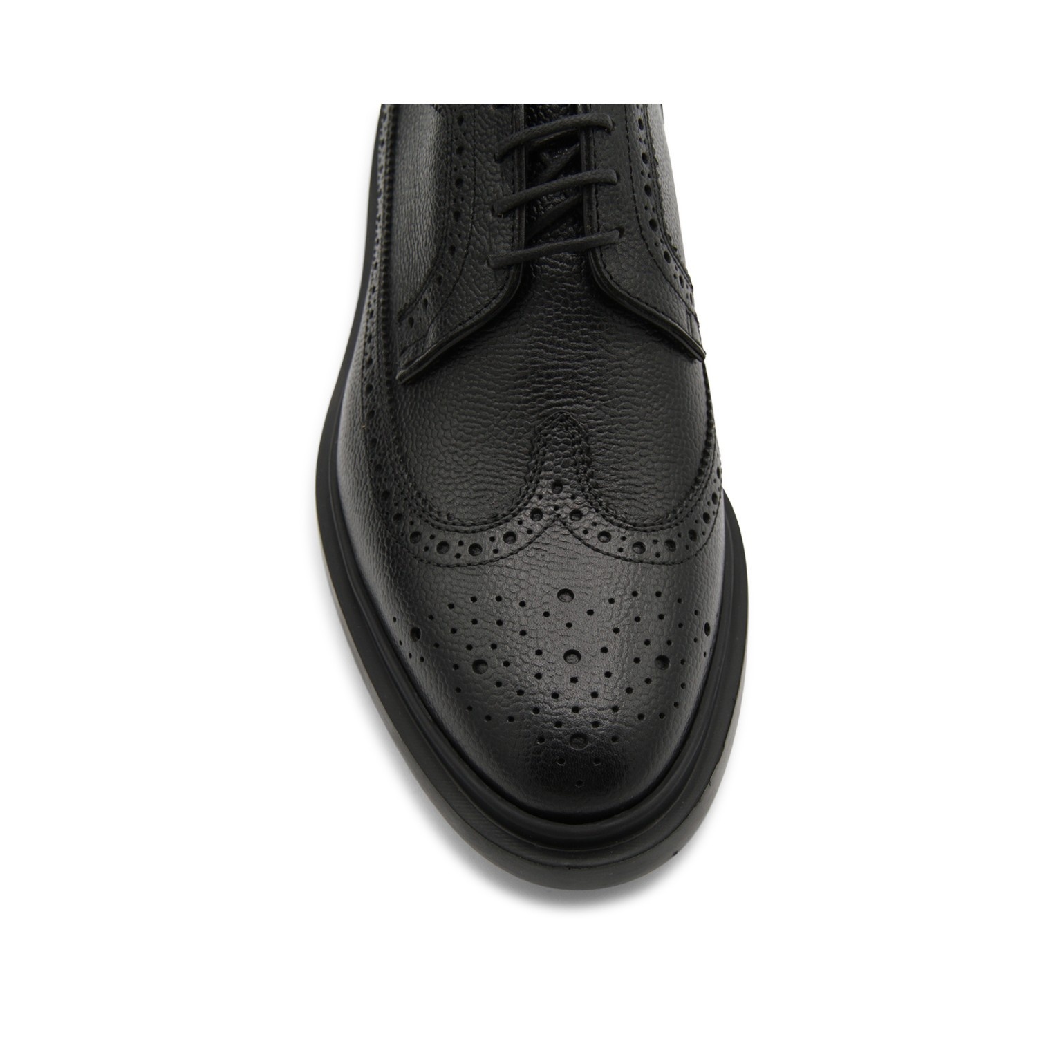 BLACK LEATHER LONGWING BROGUES - 4