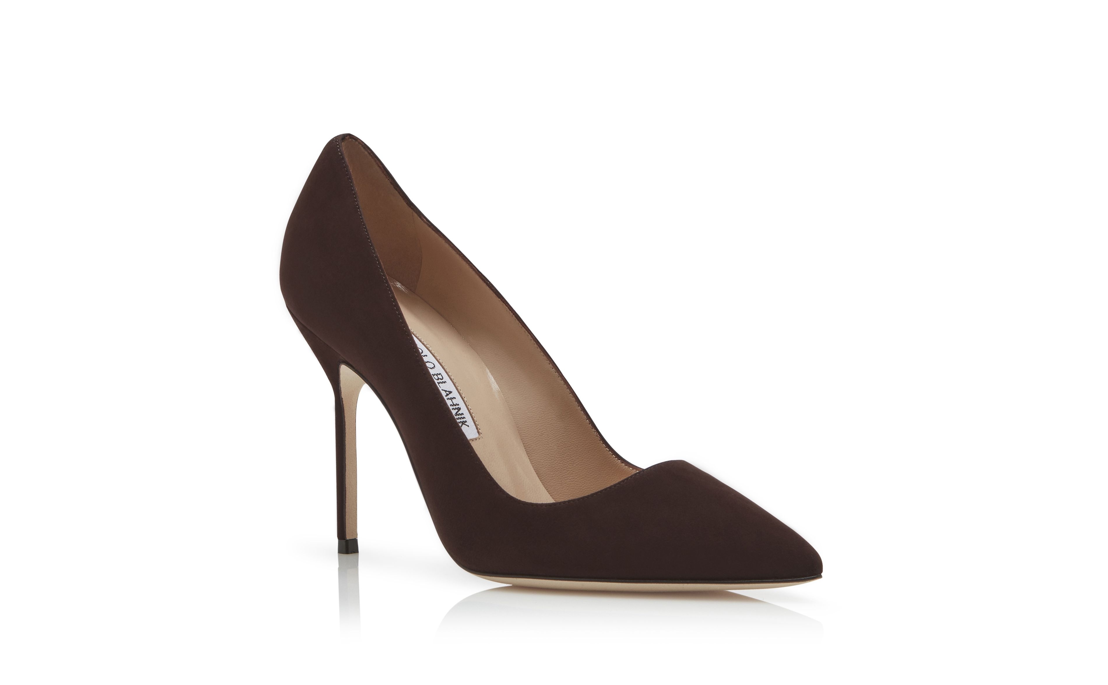 Chocolate Brown Suede Pointed Toe Pumps - 3