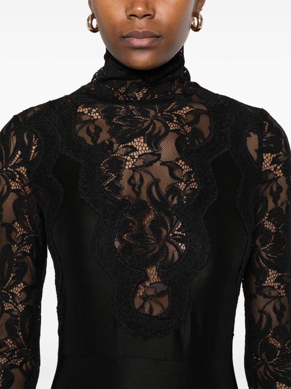 floral lace-appliqué maxi dress - 5