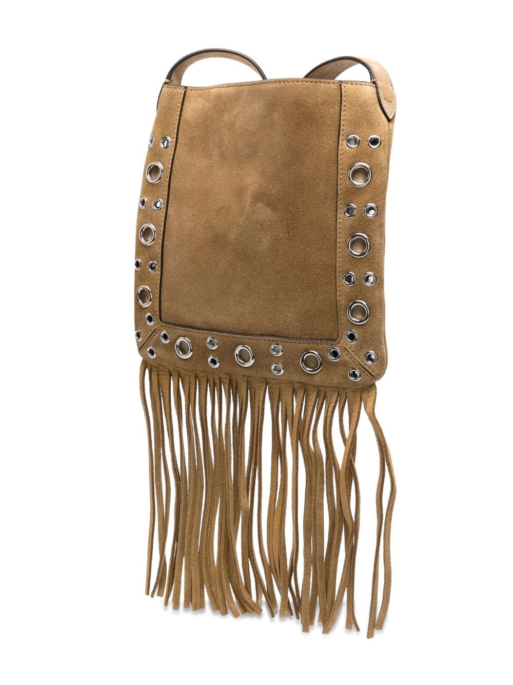 fringe-embellished eyelet shoulder bag - 3