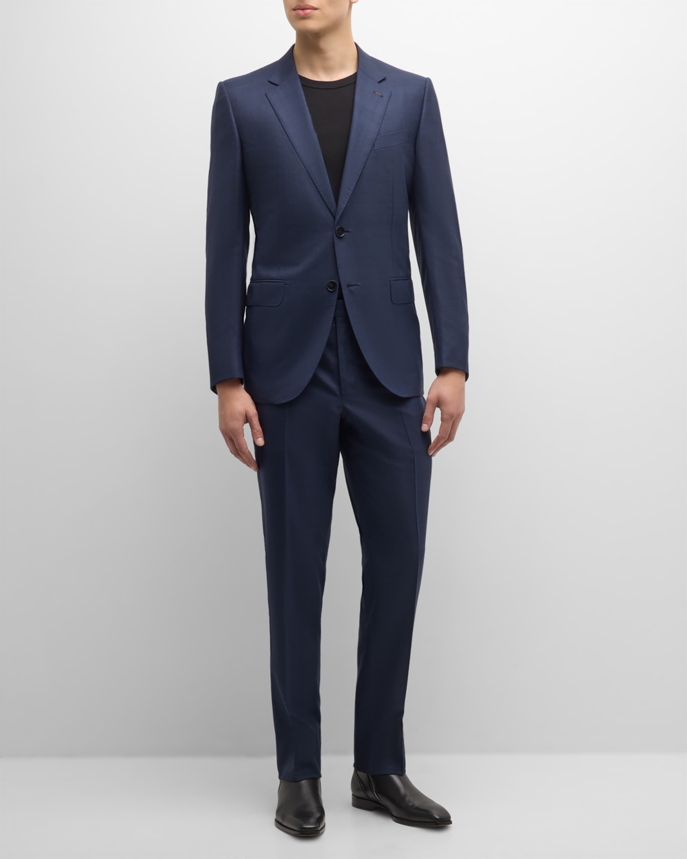 Men's Centoventimila Tonal Plaid Wool Suit - 1
