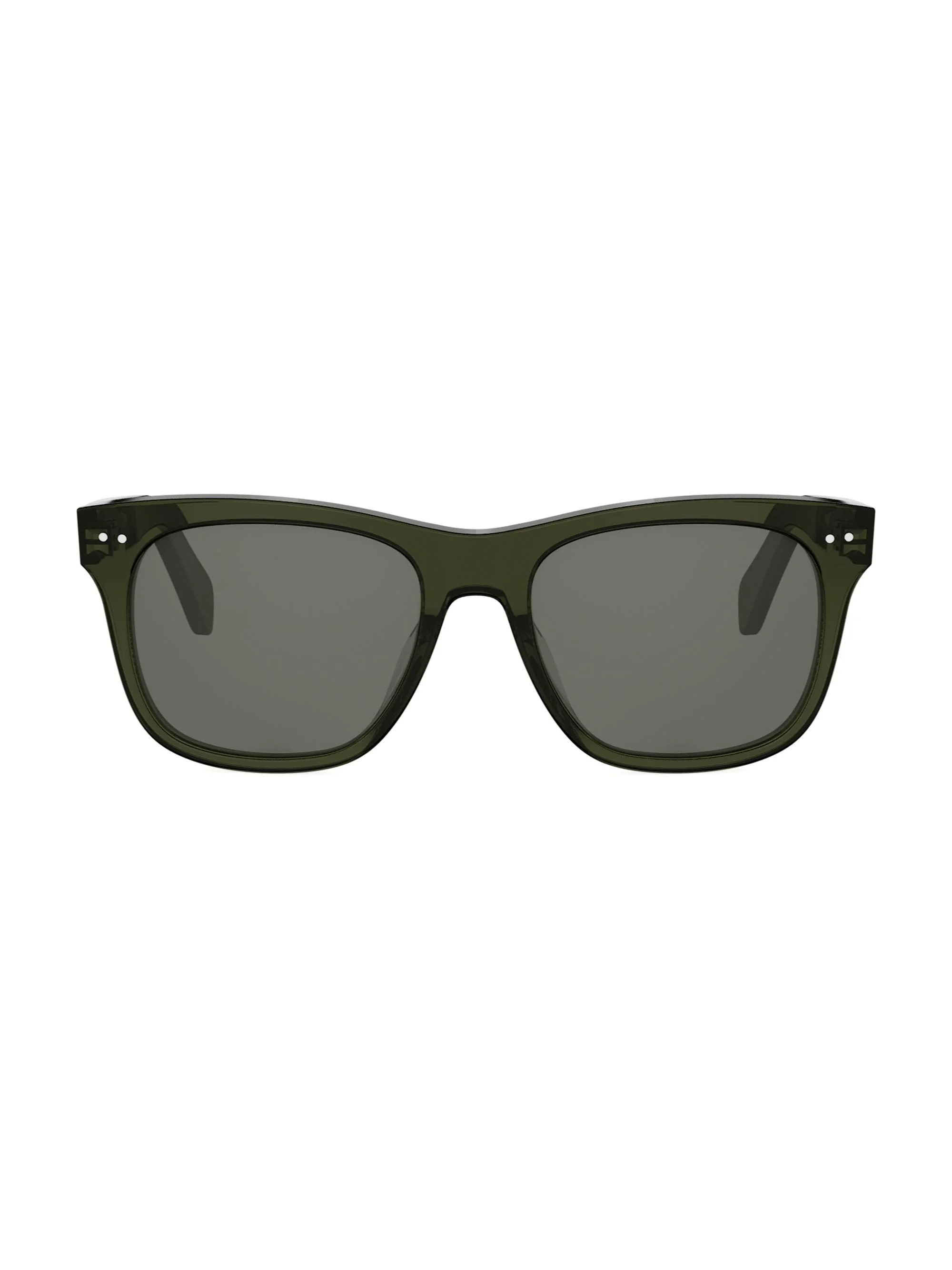Men's Thin 54mm Square Sunglasses - Shiny Dark Green And Smoke - 1