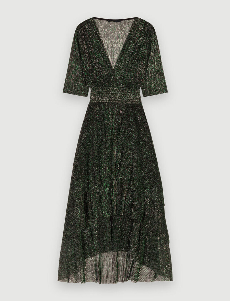 Metallic fiber dress with ruffles 1