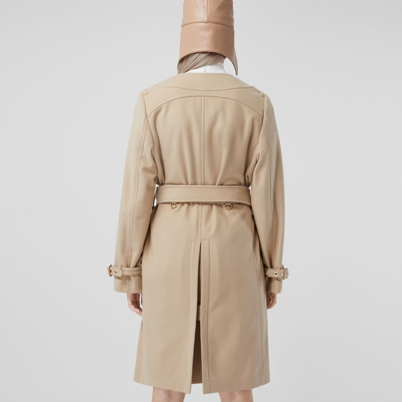 Contrast Facing Wool Cashmere V-neck Trench Coat 3