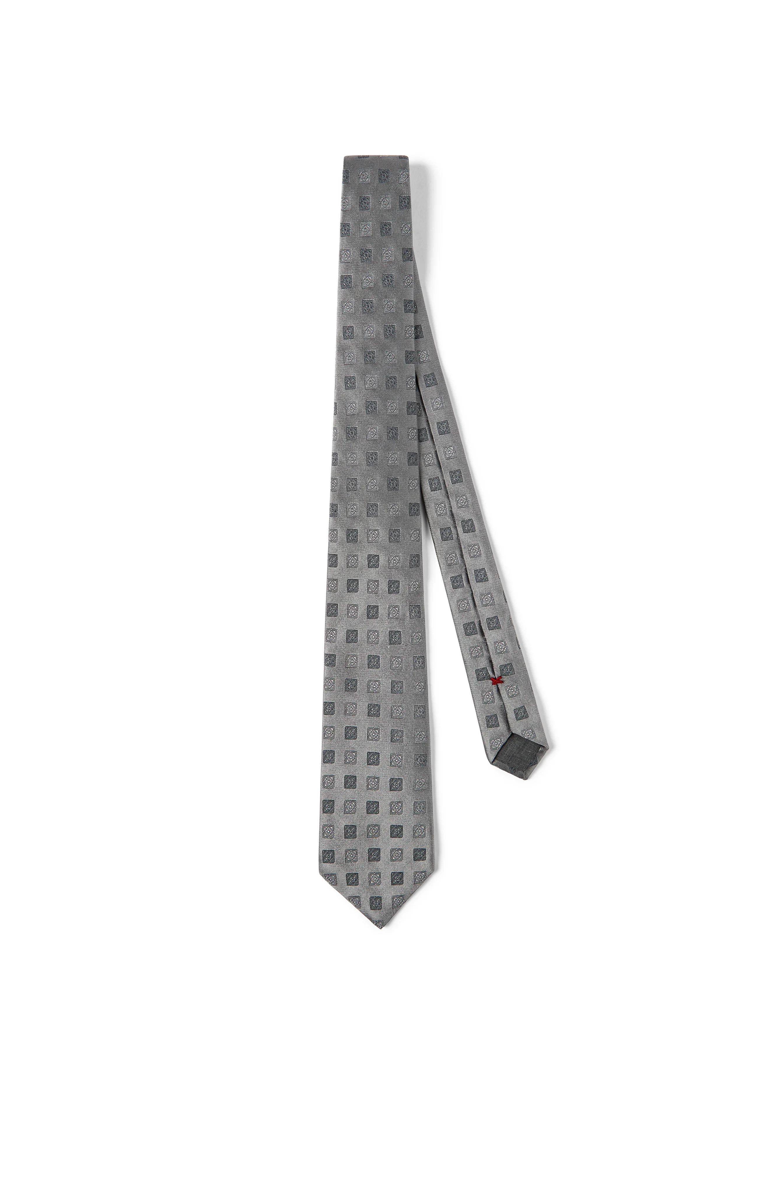 Brunello Cucinelli Silk tie with squares pattern in Light Grey at Nordstrom - 1