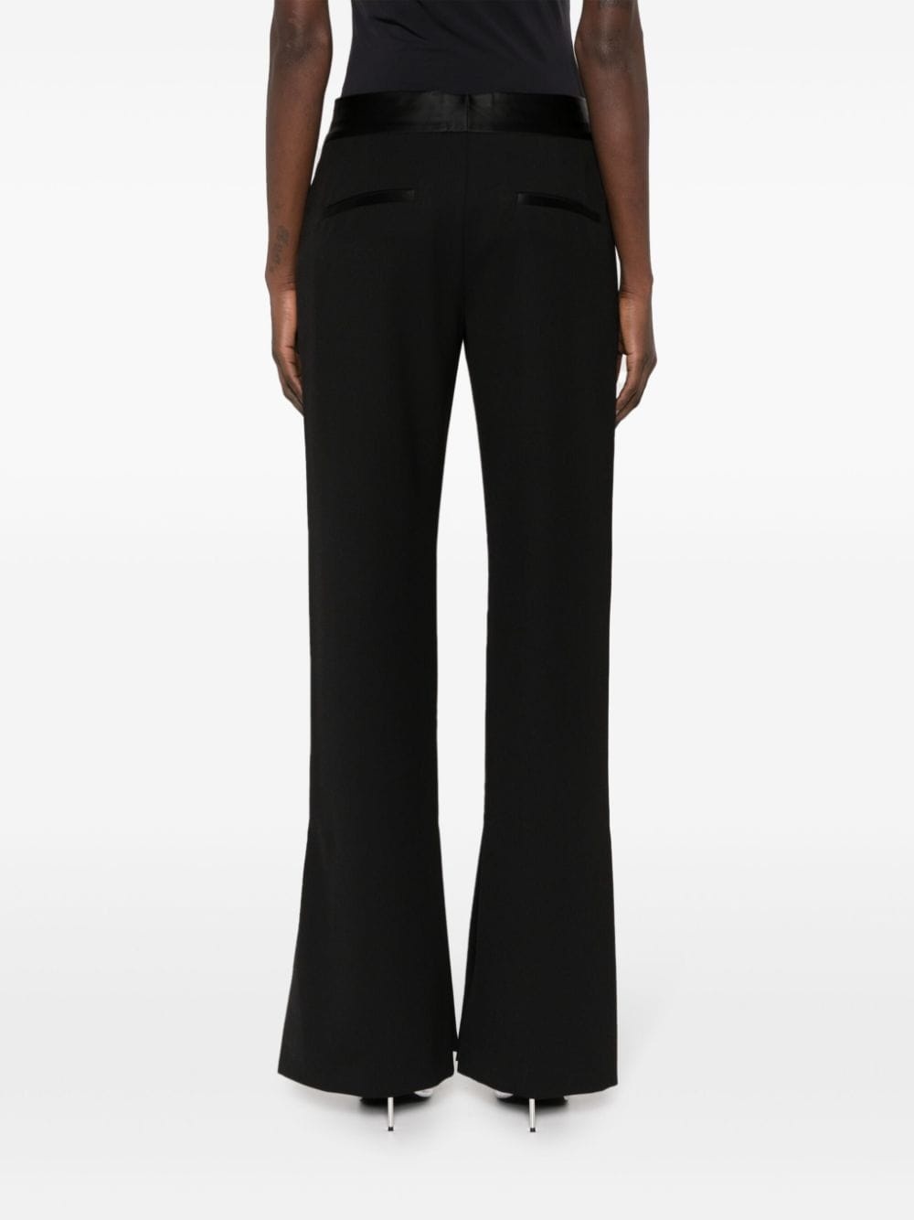 satin-trim wool trousers - 4