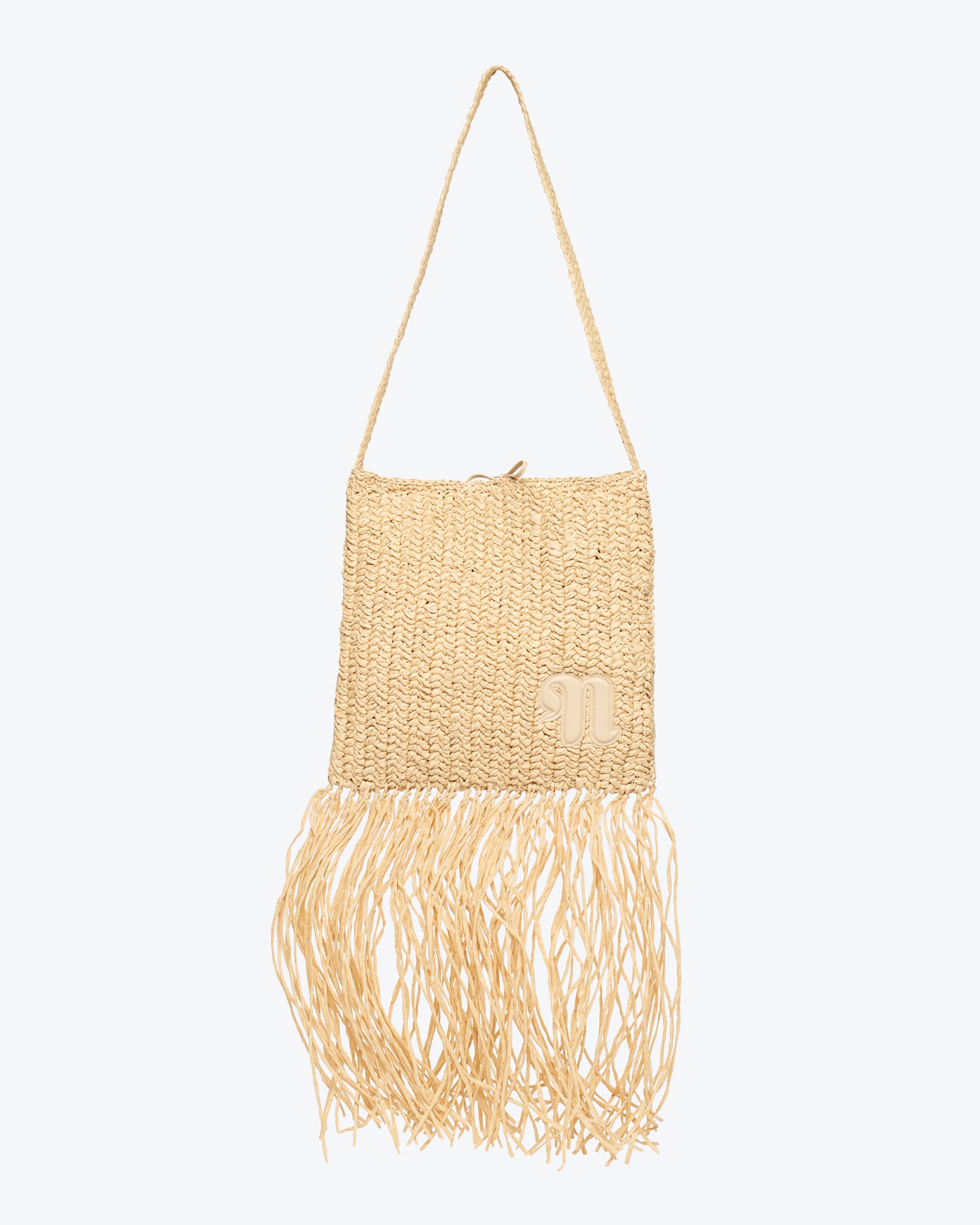 THE FRINGE TOTE - Fringed raffia tote - Natural/almond - 1