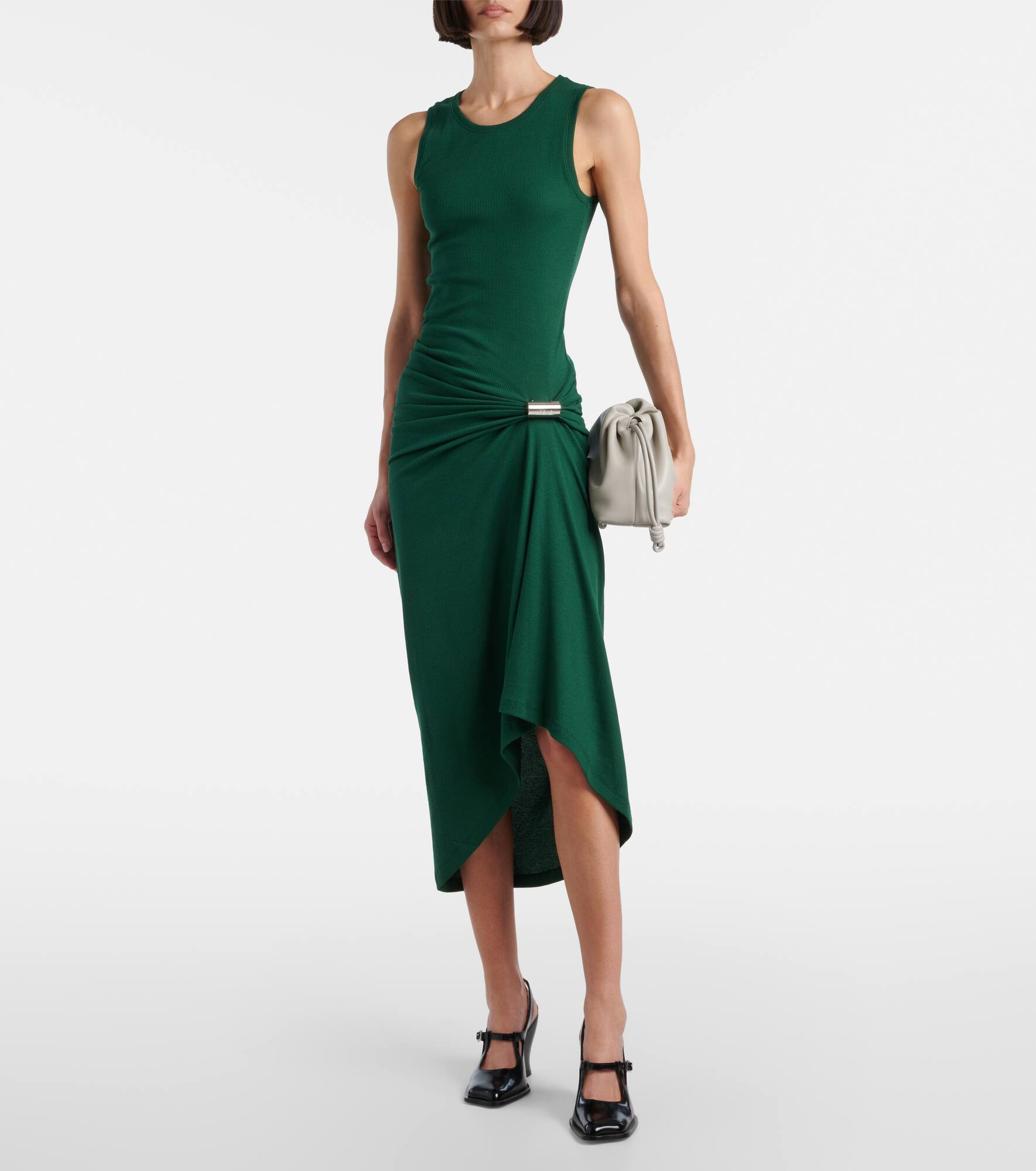 Ribbed-knit cotton-blend midi dress - 2