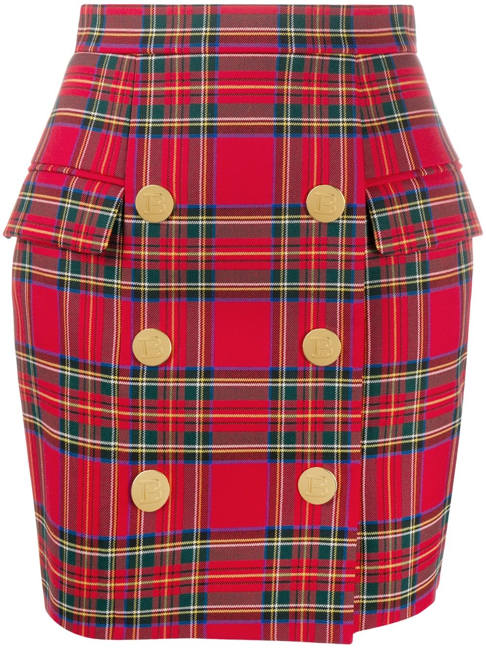 high-waist check print skirt - 1