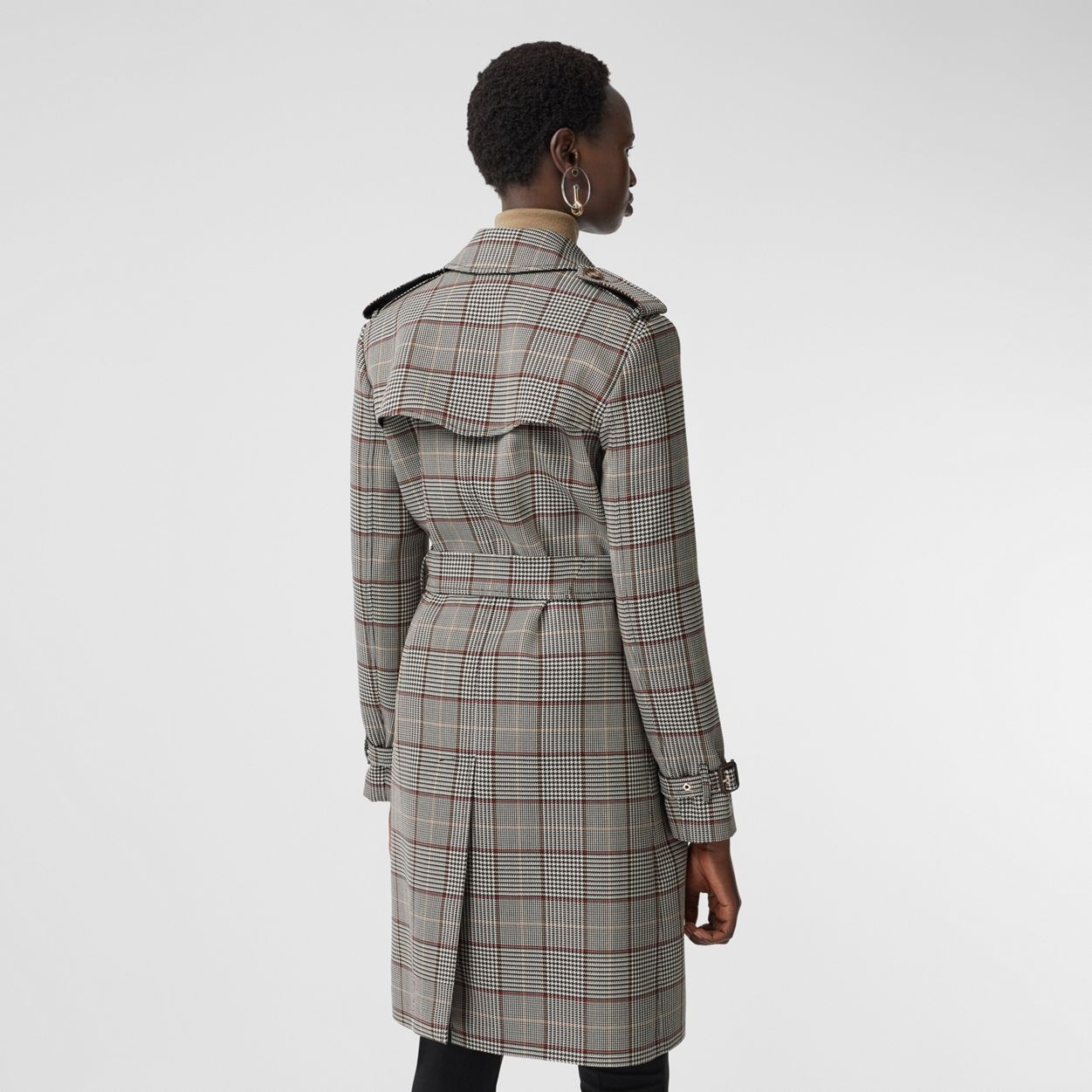 Prince of Wales Check Wool Trench Coat - 4