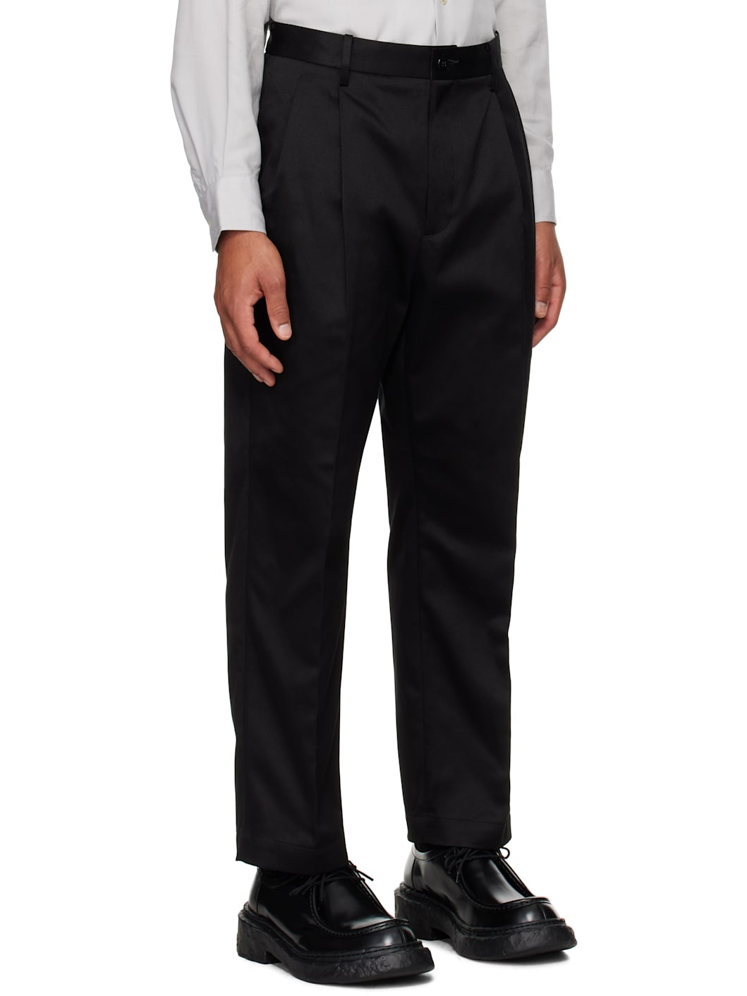 Black Double Pleated Chino Trousers - 2
