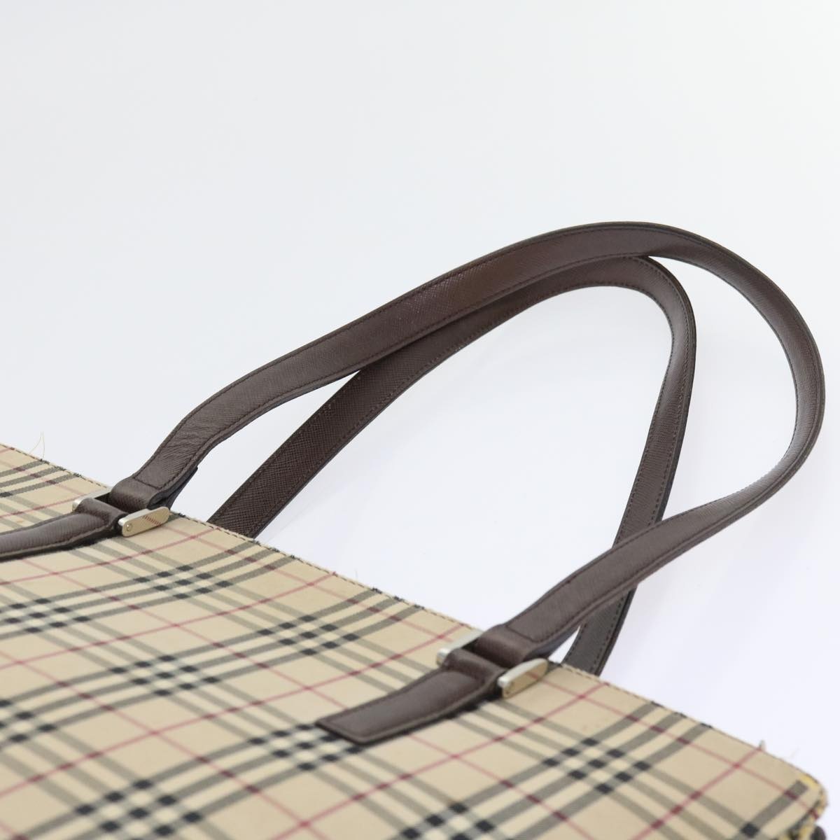 Burberry Nova Check Tote Bag Nylon Canvas Beige - 9