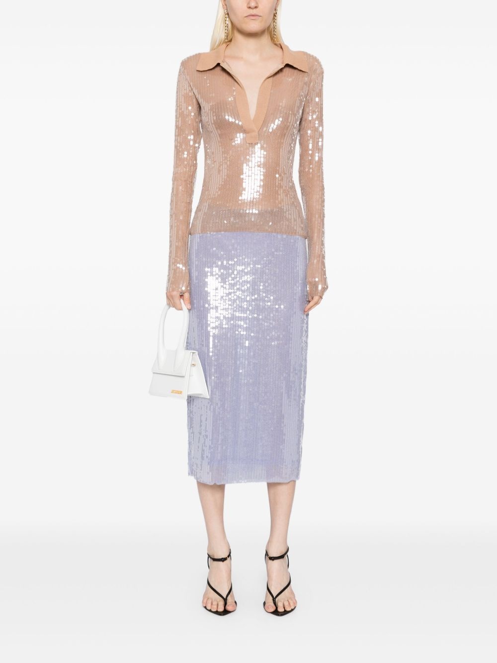 sequin-embellished mesh top - 2