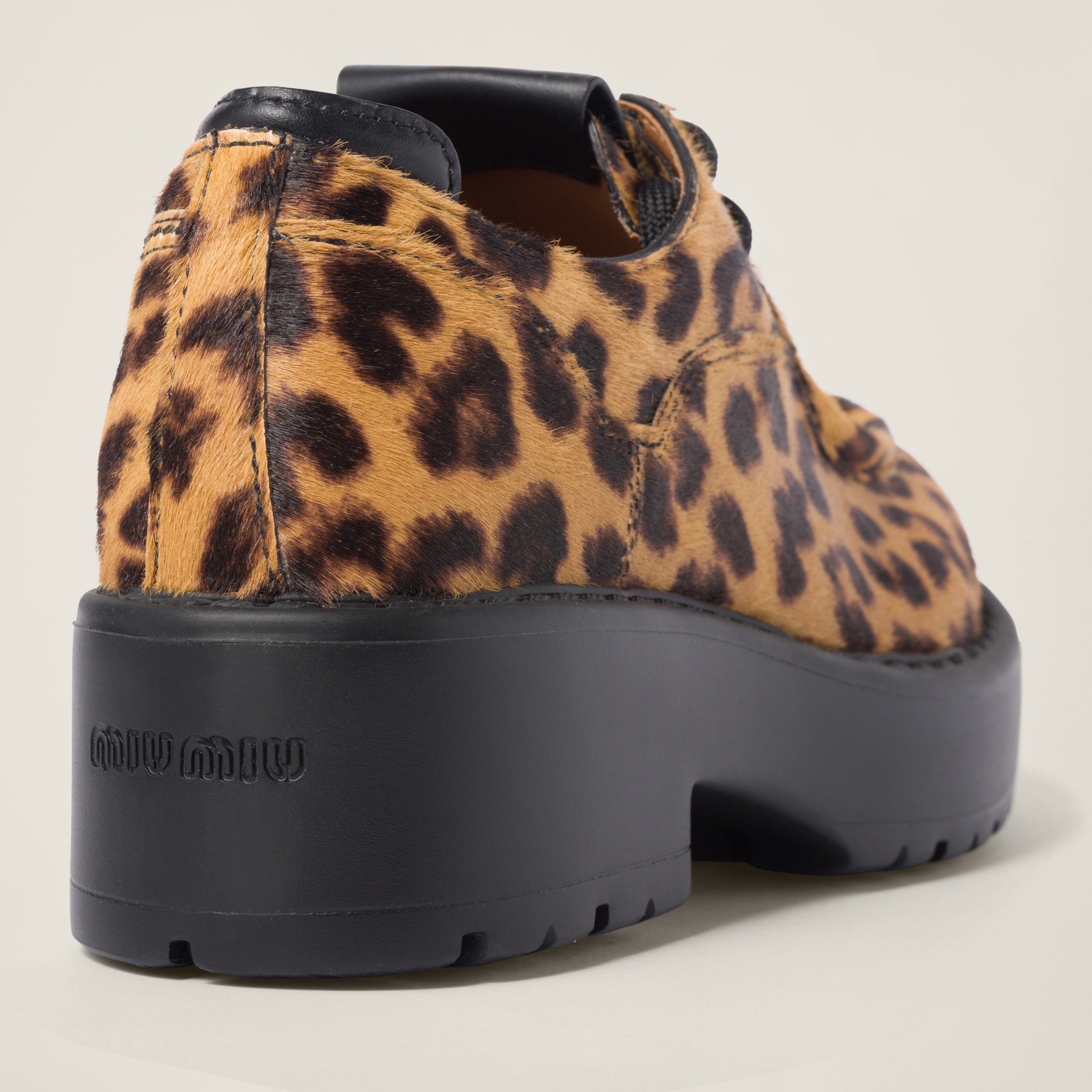 Leopard-print calf hair leather lace-up shoes - 3