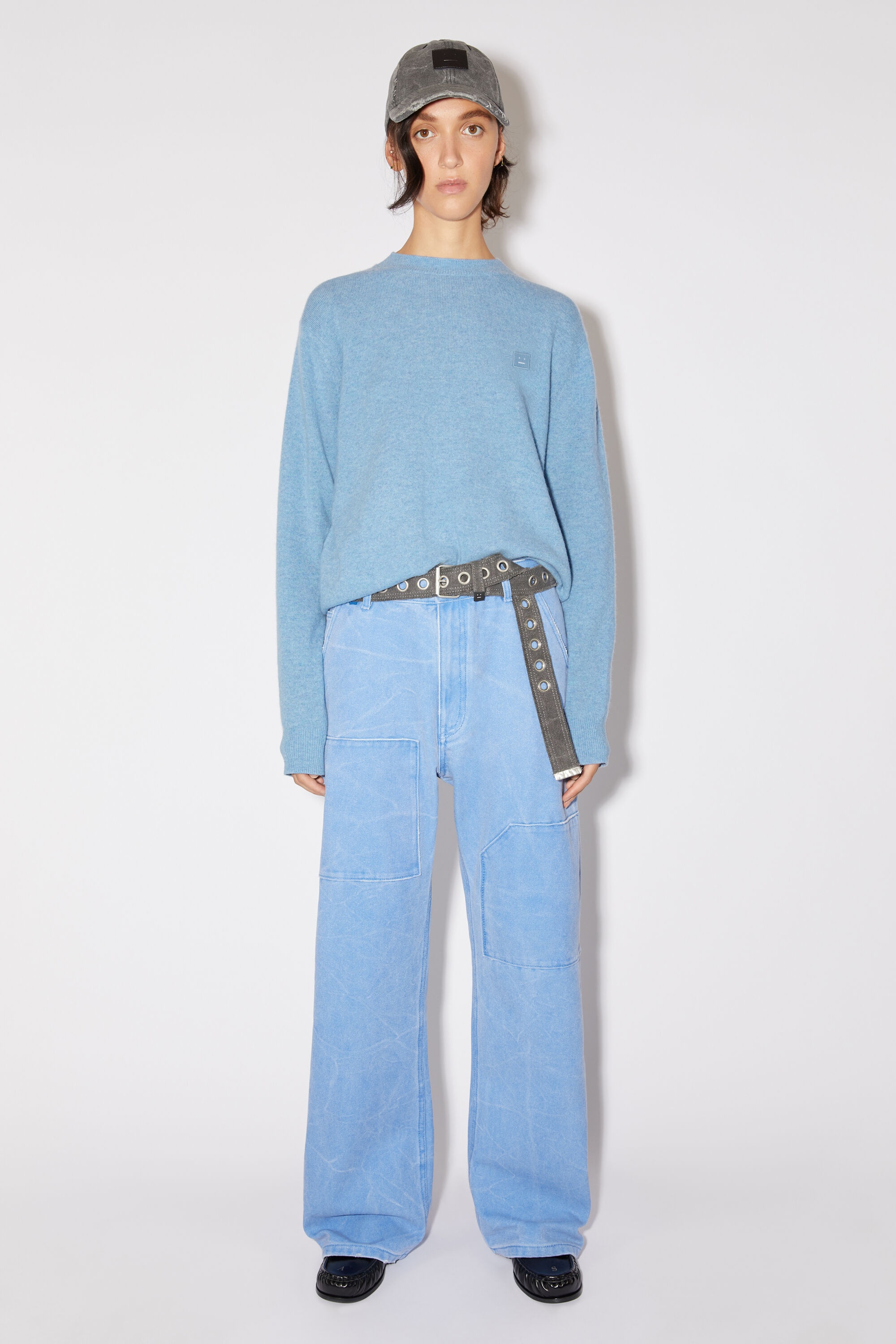 Crew neck knit jumper - Steel blue melange - 2