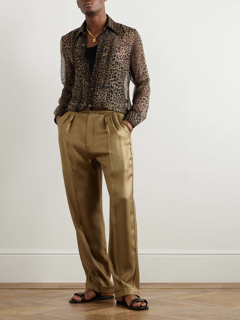TOM FORD Pleated Leopard-Print Silk-Chiffon Shirt outlook
